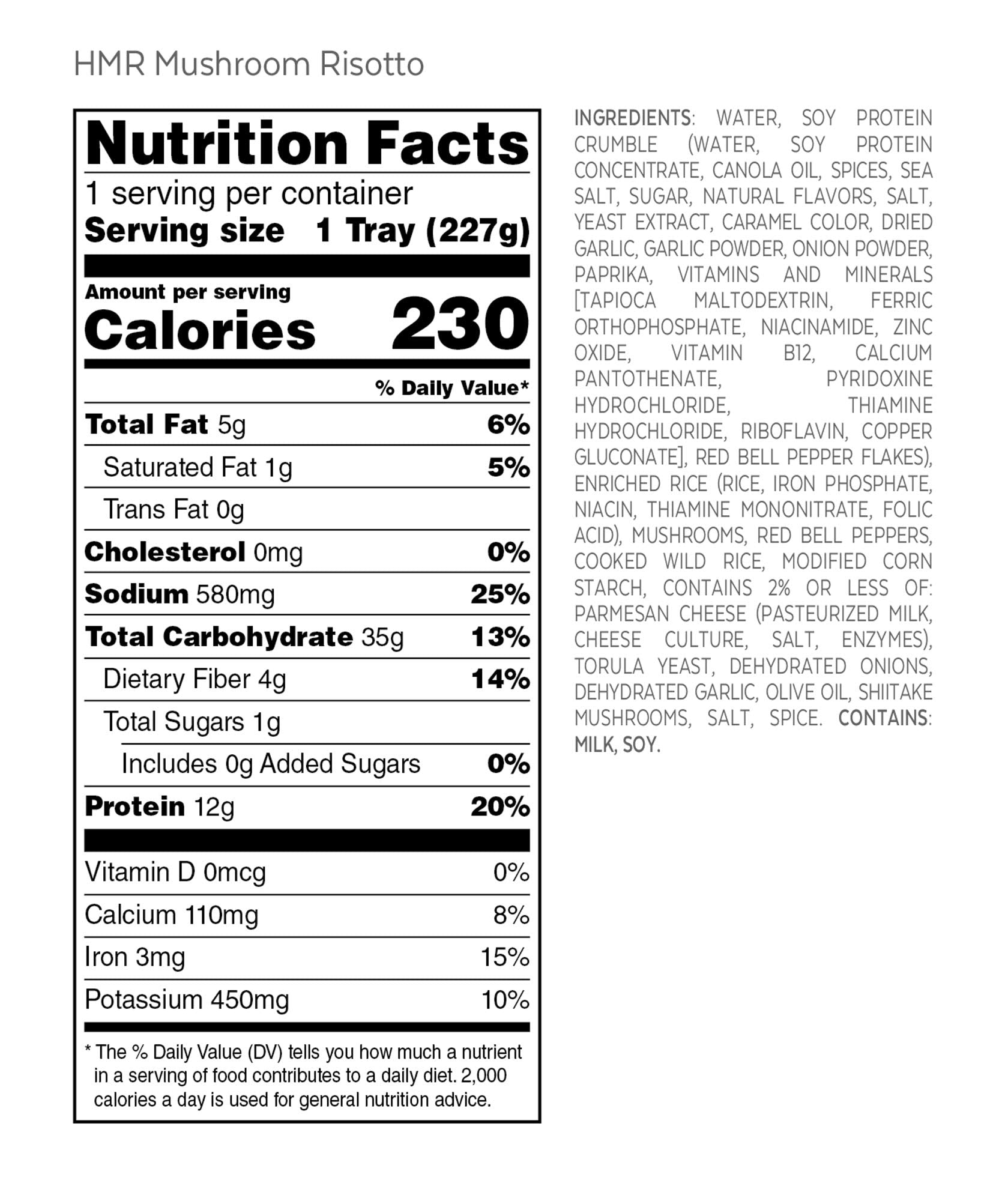 HMR Mushroom Risotto Entrée | Pre-packaged Lunch or Dinner to Support Weight Loss HMR uk supplements