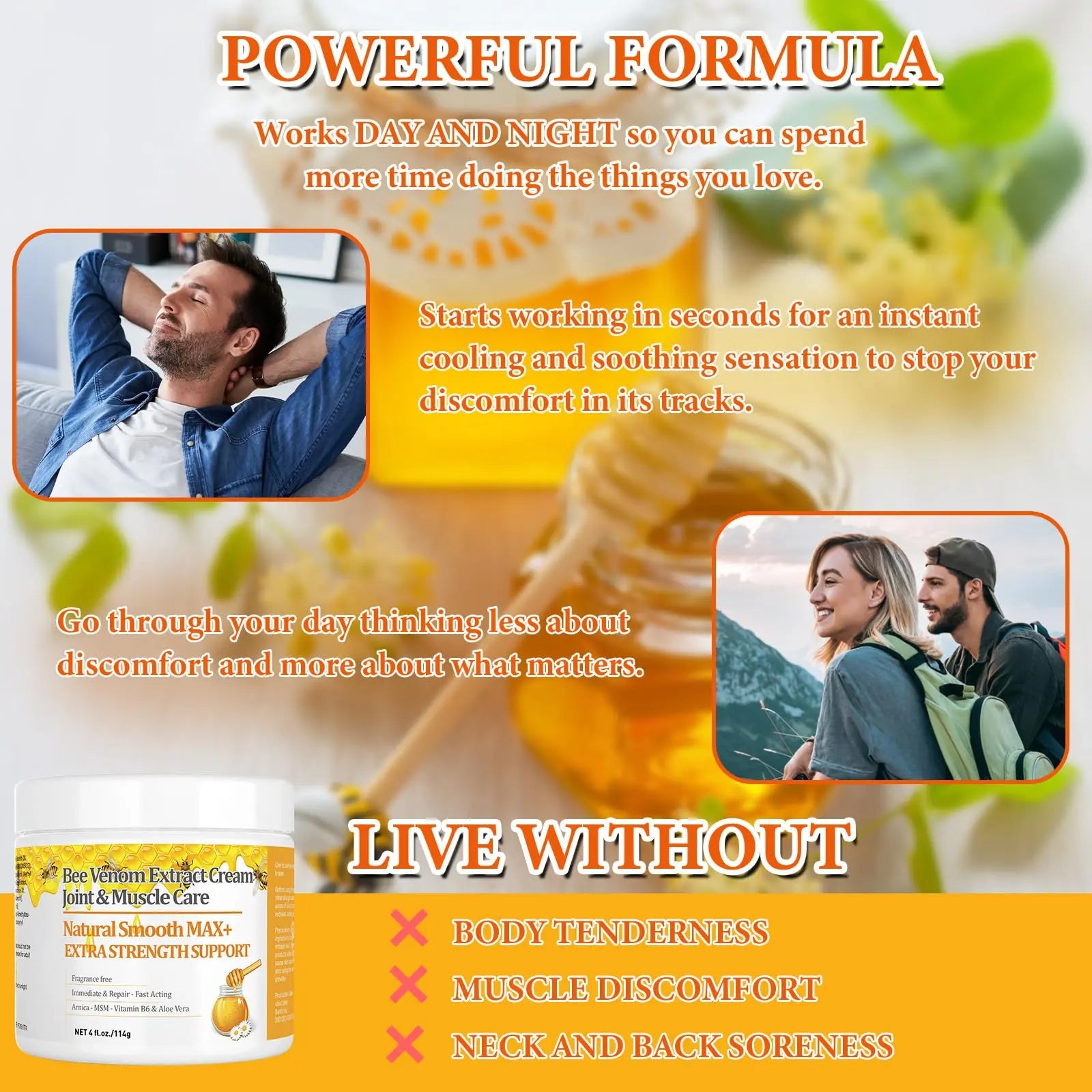 YOKOBBYES Pure Bee Venom Joint, Muscle & Bone Cream, Instant Relief, Back, Neck, Hand, Feet, Knee, Muscle, Shoulder, Ankle, Foot Discomfort, for Adults and The Elderly, YOKOBBYES uk supplements
