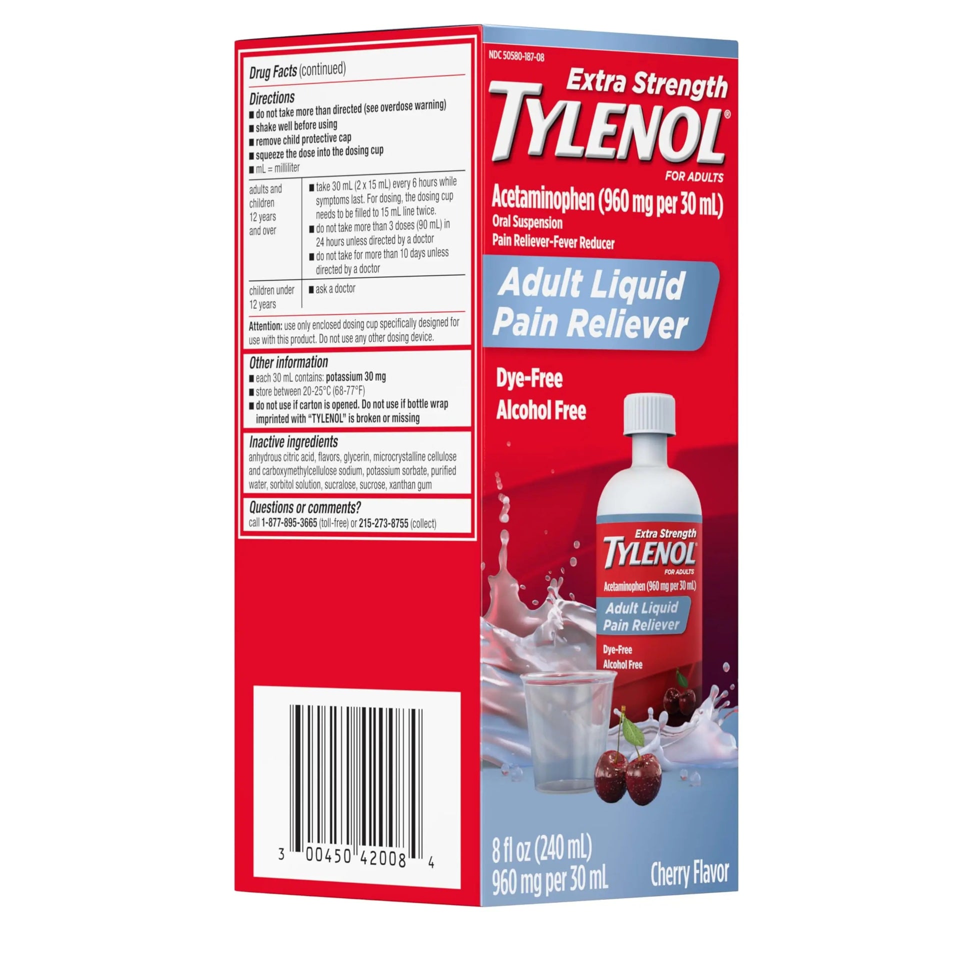 Tylenol Adult Liquid Pain Reliever and Fever Reducer, Extra Strength Liquid Acetaminophen for Fast Pain Relief for Headaches & Other Minor Pain, Cherry Flavor, Dye & Alcohol Free, 8 fl. oz Tylenol uk supplements