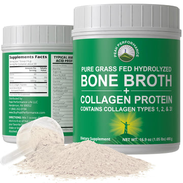Peak Performance Hydrolyzed Bone Broth and Collagen Unflavored Protein Peptides Powder Contains All Collagen Types: 1, 2, and 3. Pure Pasture, Raised Grass Fed, Paleo Friendly, Gluten + Dairy Free Peak Performance uk supplements