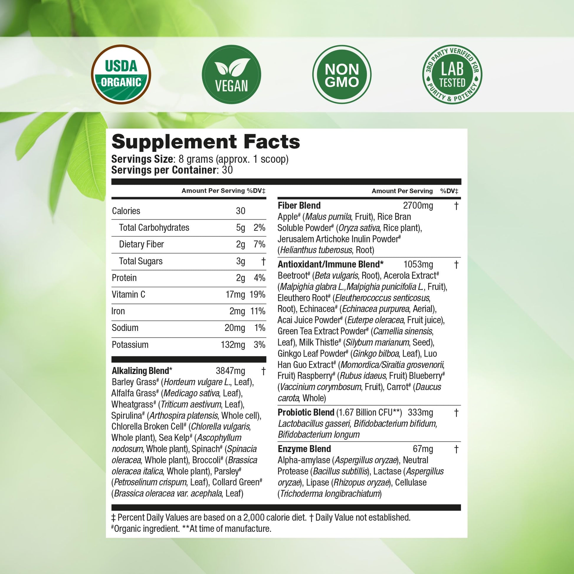 Super Greens Daily Greens Superfood Powder - Certified USDA Organic Green Powder Nested Naturals uk supplements