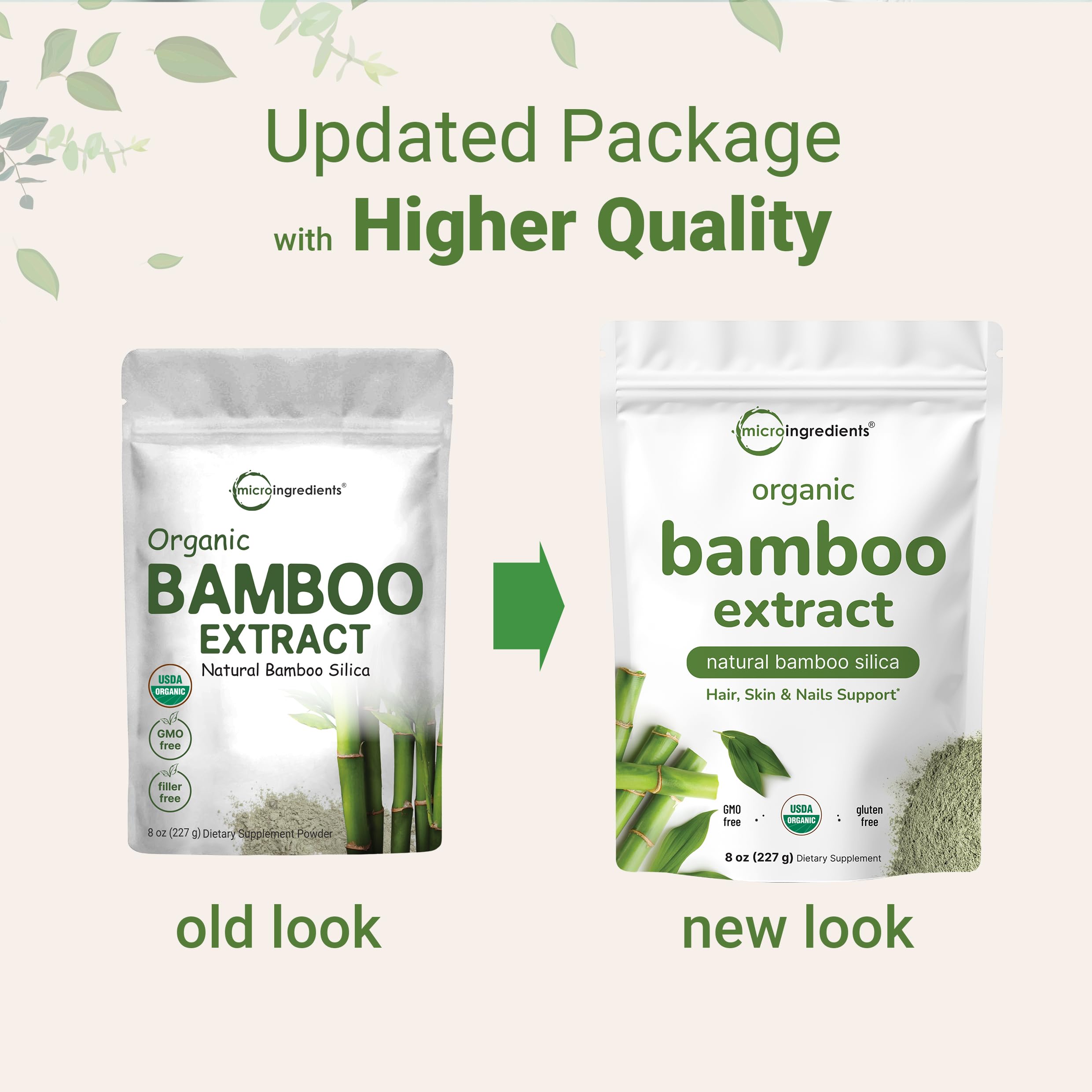 Micro Ingredients Organic Bamboo Extract Powder, 8oz (378 Servings) | Bamboo Plant Silica & Mineral Supplements | Natural Stem & Leaf Extract | Non-GMO, Gluten Free, Vegan Friendly Micro Ingredients uk supplements