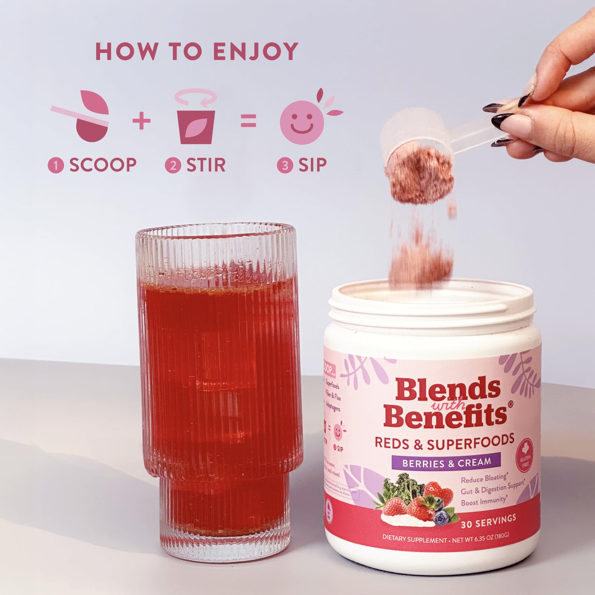 360 Nutrition Blends with Benefits Reds & Superfoods for Natural Antioxidants and Polyphenols, with Fruits & Veggies, Probiotics Digestion, Daily Energy - Berries & Cream - 30 Servings 360 Nutrition uk supplements