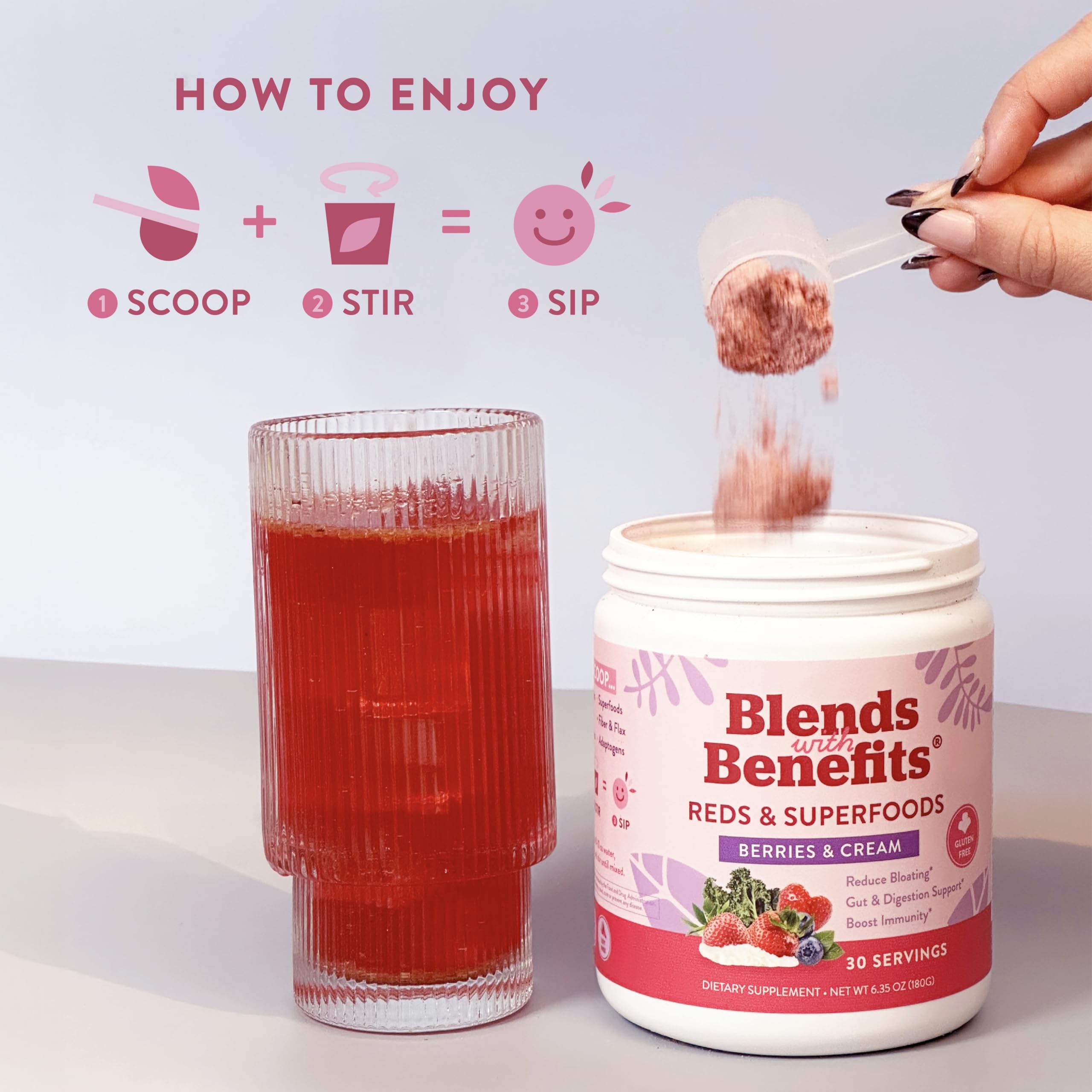360 Nutrition Blends with Benefits Reds & Superfoods for Natural Antioxidants and Polyphenols, with Fruits & Veggies, Probiotics Digestion, Daily Energy - Berries & Cream - 30 Servings 360 Nutrition uk supplements