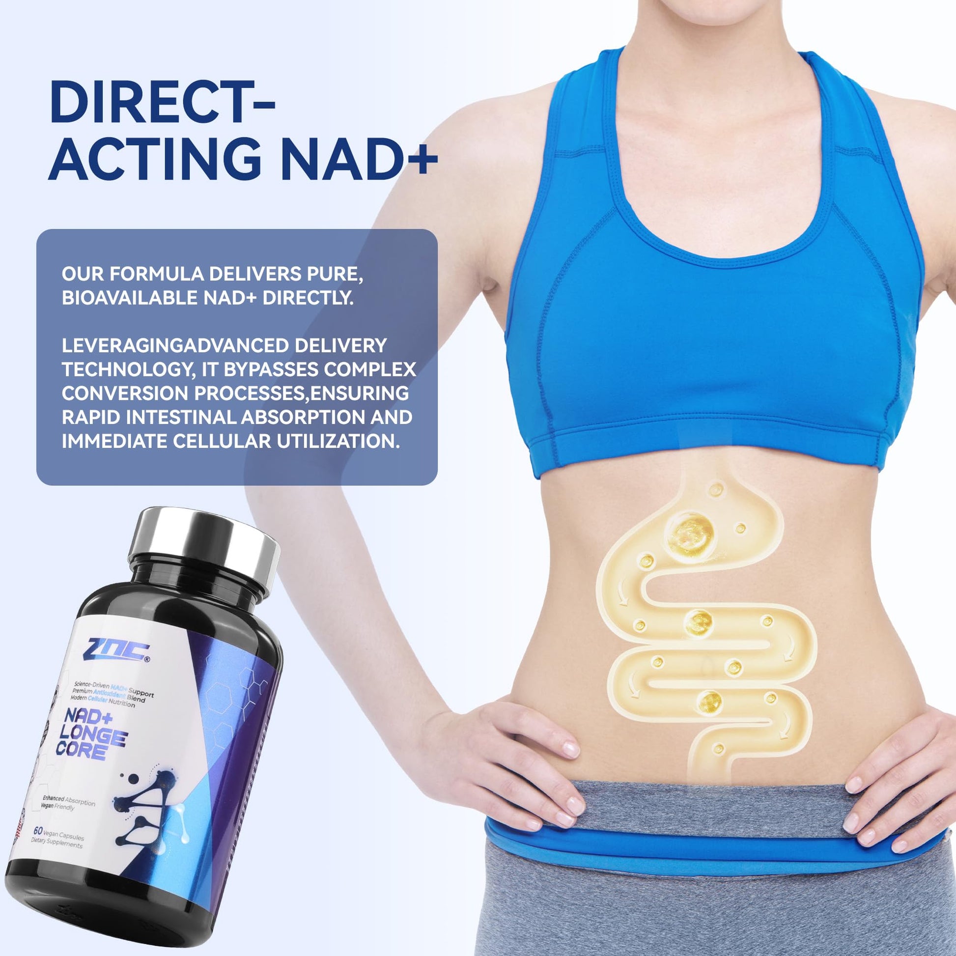 ZNC®10-in-1 NAD+ Supplement with Liposomal NAD, Urolithin A & Resveratrol for Energy & Cellular Repair - 60 Vegan Capsules ZNC uk supplements