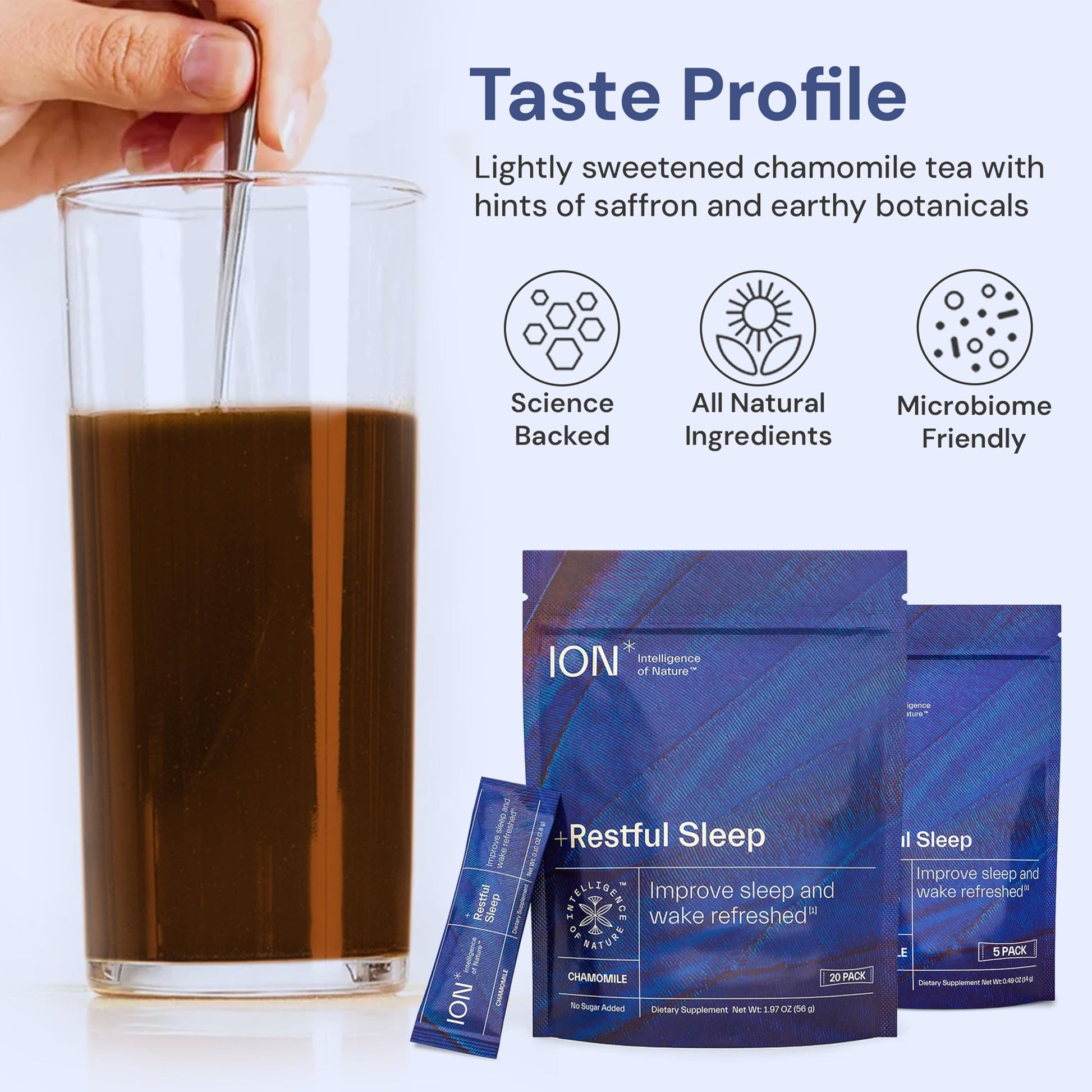 ION* Intelligence of Nature Restful Sleep - Ashwagandha Calm Sleep Aid Powder Drink Mix for Restful Night with Magnesium and L Theanine for Women and Men - 5 Packets ION* Intelligence of Nature uk supplements
