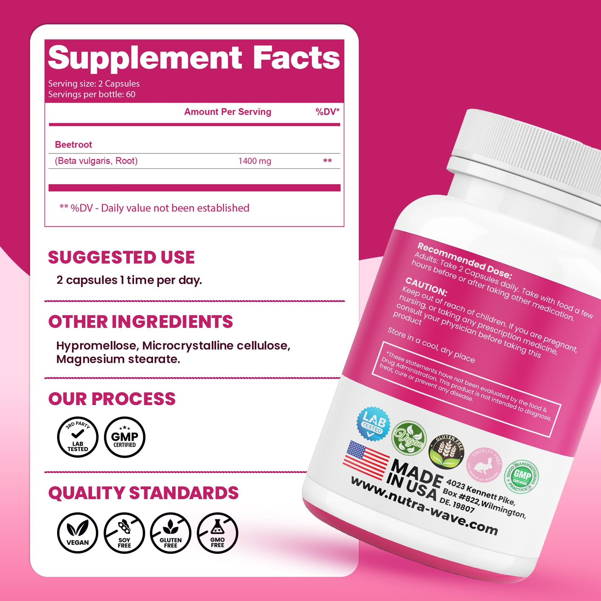 Nutra Wave 1400mg Organic Beet Root Capsules Per Serving – Nitric Oxide Booster for Men – Supports Blood Pressure, Energy, Circulation & Heart Health – Non-GMO, Vegan – 120 Capsules / 60 Day Supply Nutra Wave uk supplements