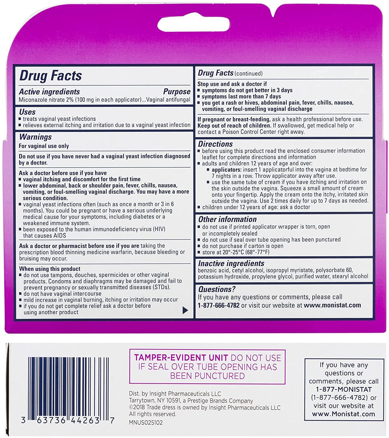 MONISTAT 7-Dose Infection Treatment, 7 Disposable Applicators & 1 Cream Tube (Pack of 1) Monistat uk supplements