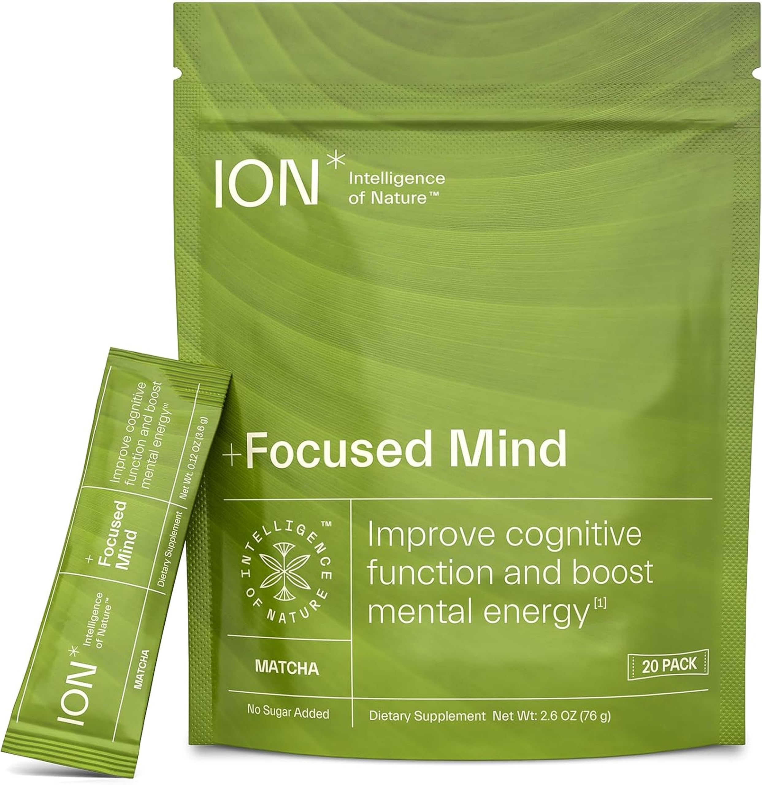 ION* Intelligence of Nature Focused Mind Nootropic Powder Drink Mix - Brain Boost Nootropic Drink with Matcha for Memory, Focus & Relaxation, Brain Supplement for Men & Women, Adults - 20 Packets ION* Intelligence of Nature uk supplements