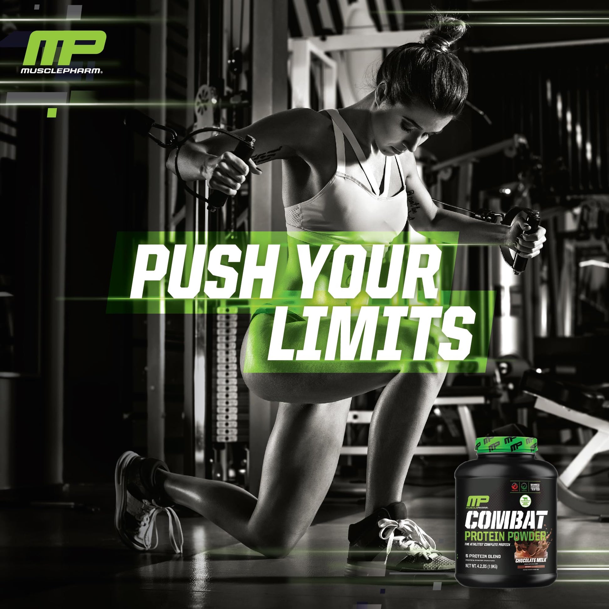 MusclePharm Combat Protein Powder, Chocolate Milk Flavor, Fuels Muscles for Productive Workouts, 5 Protein Sources including Whey Protein Isolate & Egg Albumin, Gluten Free, 4.2 lb, 52 Servings Muscle Pharm uk supplements