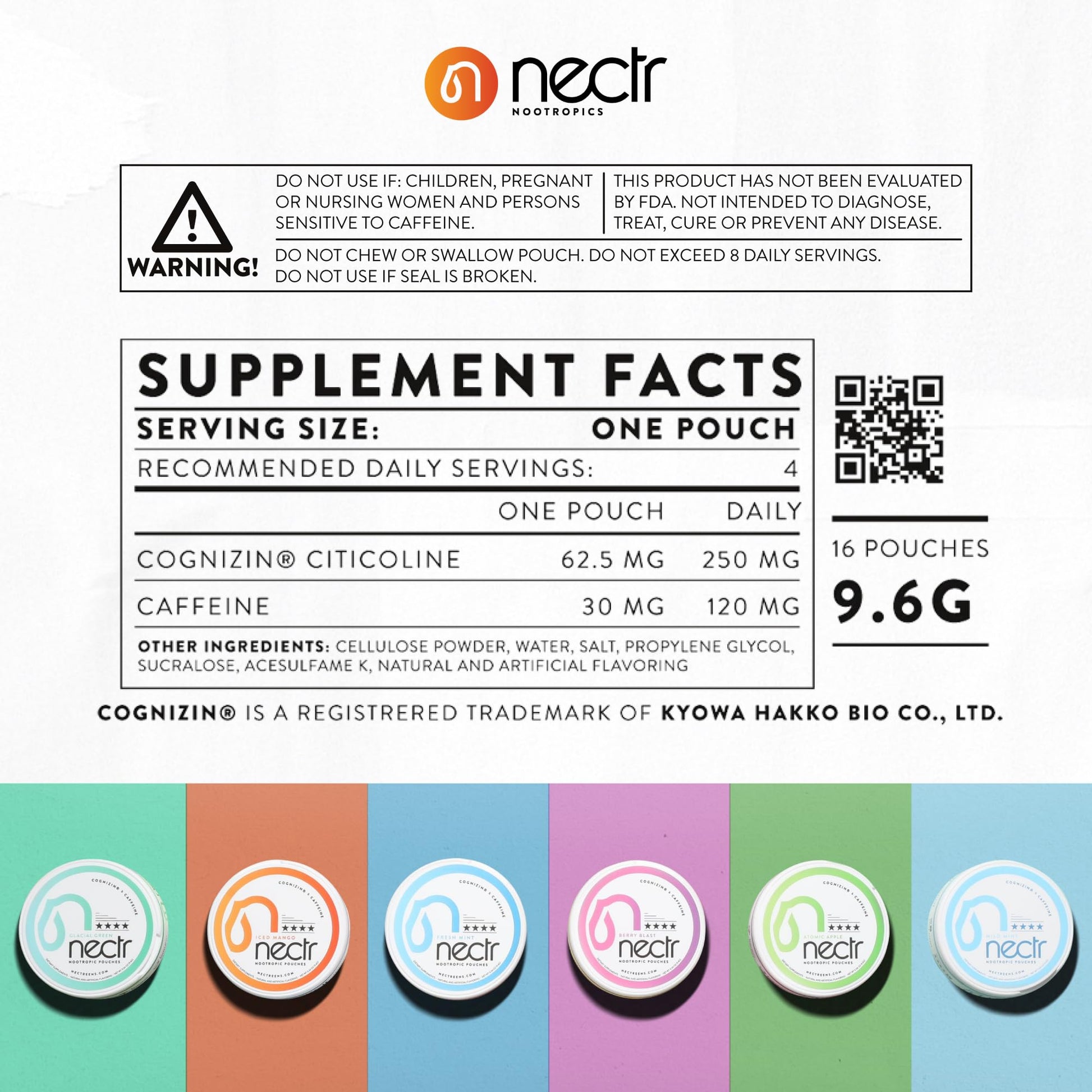 Nectr Energy Nootropic Pouches – Berry Blast Flavored, Caffeine Pouches with Cognizin® Citicoline. Sugar-Free Brain Treats. Smooth, Sustained Focus & Energy Supplement - 1 Puck of 16pcs Nectr uk supplements