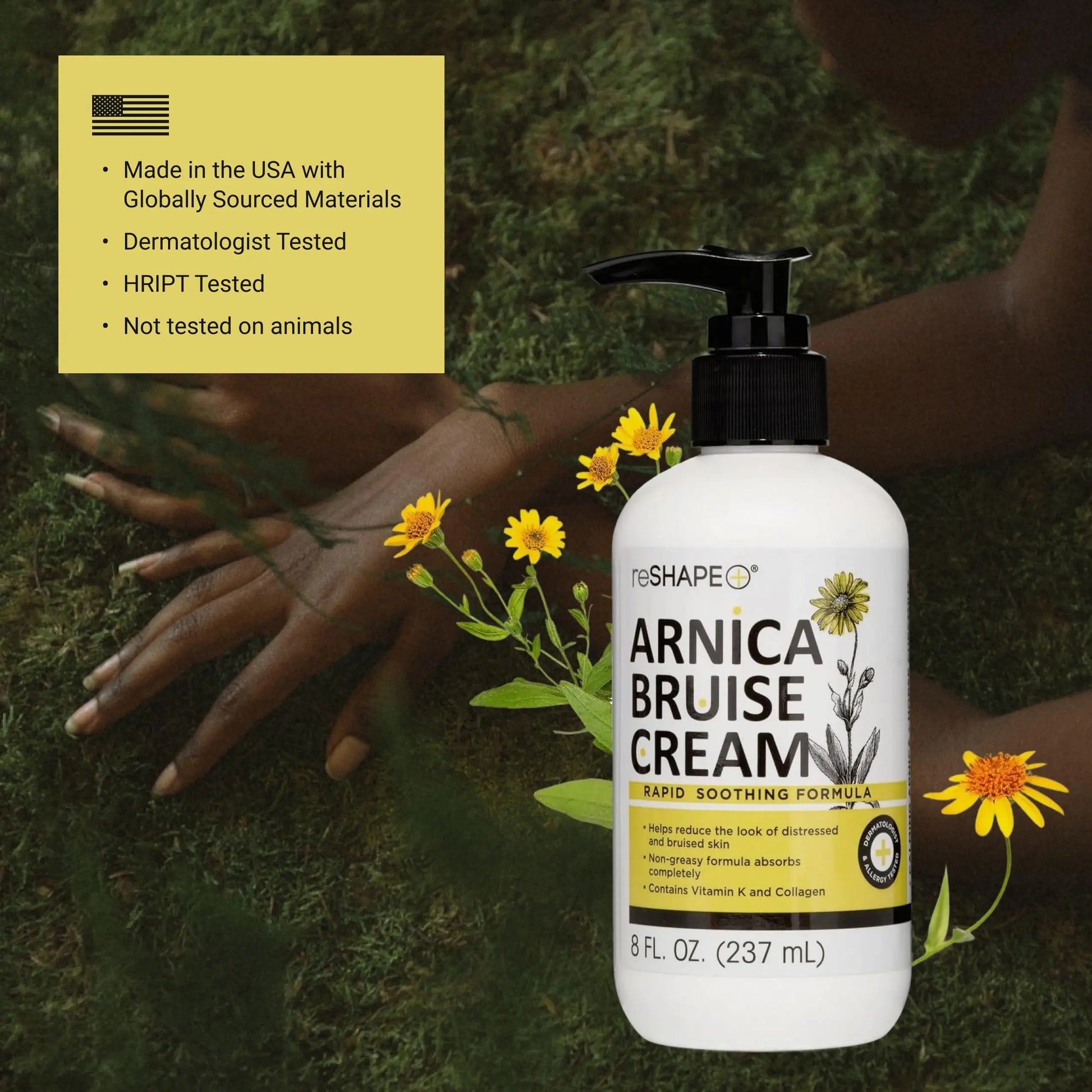 Reshape+ Arnica Bruise Relief Topical Cream For Bruising, Swelling, & Discoloration On Skin, Natural Skin Care Homeopathic Arnica Lotion W/Vitamin K, Horse Chestnut, & Collagen, Large 8 Fl Oz Reshape+ uk supplements