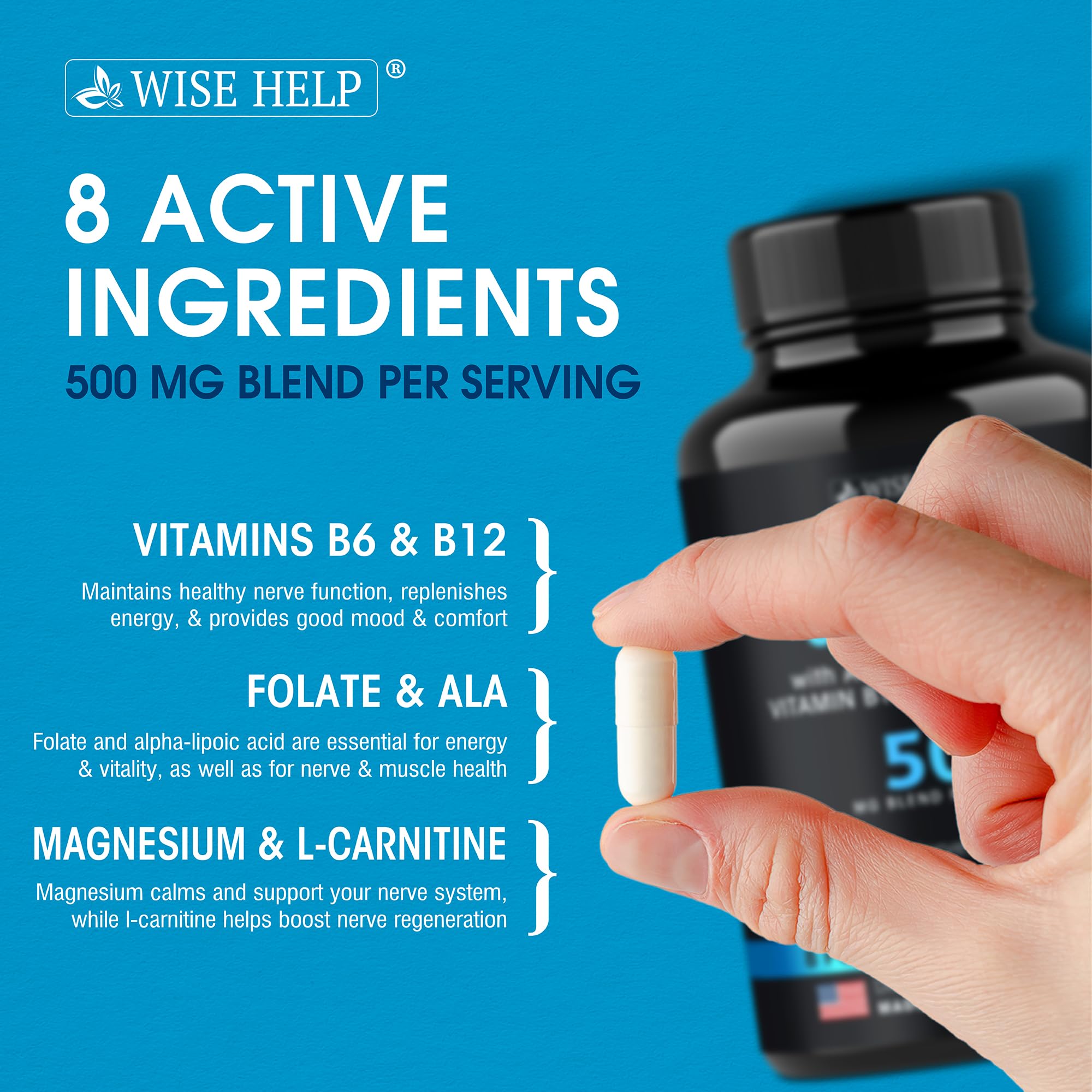 Neuropathy Support Natural Nerve Discomfort Relief - Made in USA - Nerve Antioxidant for Trigeminal Neuralgia, Diabetic & Peripheral Neuropathy - Hands, Neck, Feet & Toes Treatment Formula - Pack of 2 WISEHELP uk supplements