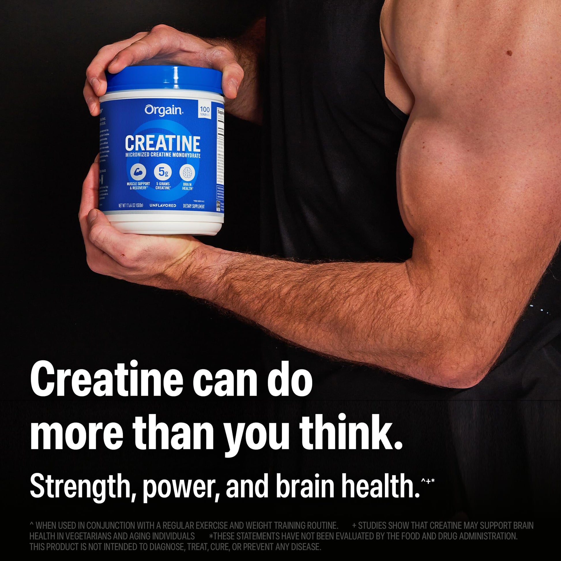 Orgain Creatine Monohydrate Micronized Powder, 100 Servings, Unflavored, Supports Muscle Growth, Post Workout Recovery and Brain Health, No Artificial Additives, for Men & Women, Vegan Orgain uk supplements
