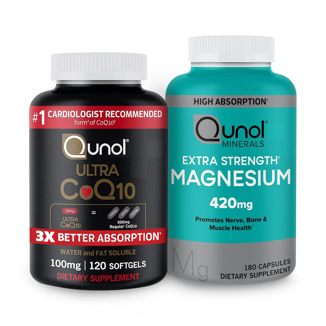 Qunol CoQ10 100mg Softgels, 3X Better Absorption 4 Month Supply + 120 Count Magnesium Qunol uk supplements