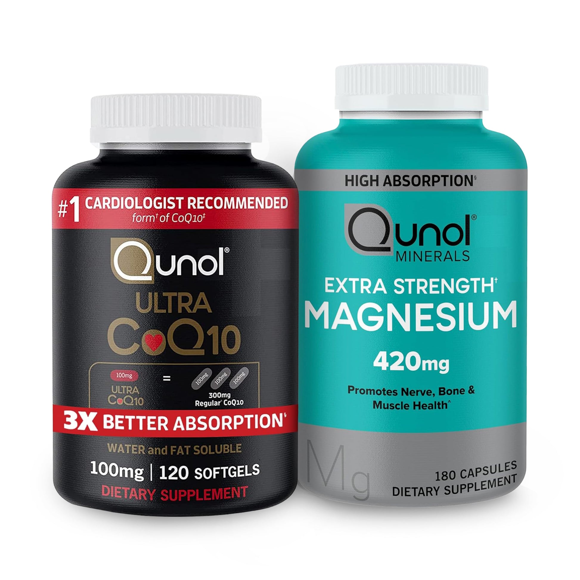 Qunol CoQ10 100mg Softgels, 3X Better Absorption 4 Month Supply + 120 Count Magnesium Qunol uk supplements