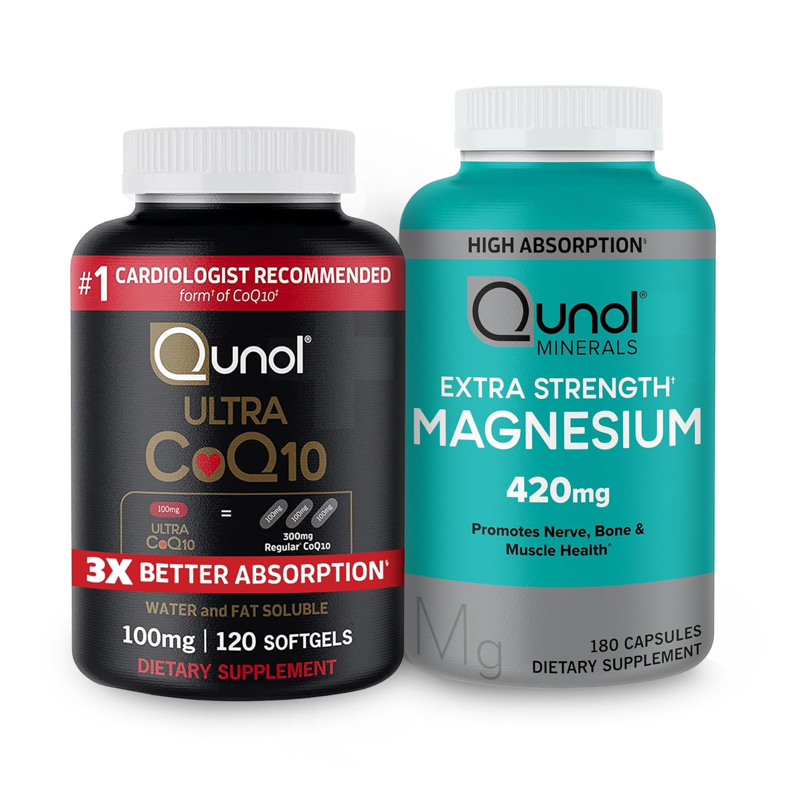 Qunol CoQ10 100mg Softgels, 3X Better Absorption 4 Month Supply + 120 Count Magnesium Qunol uk supplements