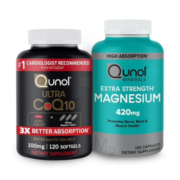 Qunol CoQ10 100mg Softgels, 3X Better Absorption 4 Month Supply + 120 Count Magnesium Qunol uk supplements