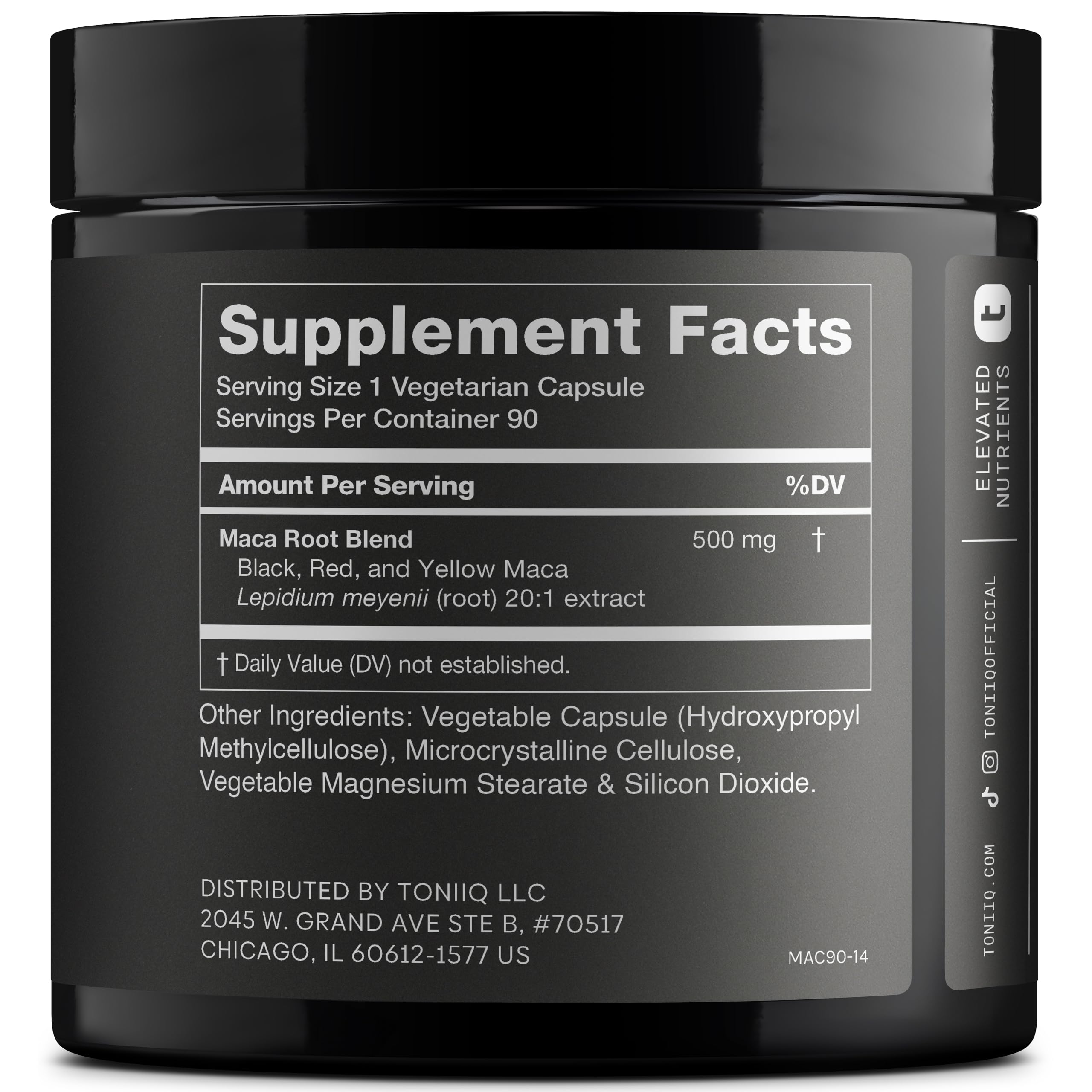 Toniiq Maca Root - Ultra High Potency 20:1 Extract - Black, Red and Yellow Maca Complex - Single Origin, Wildcrafted & Highly Concentrated - Third-Party Lab Tested - 90 Capsules Toniiq uk supplements