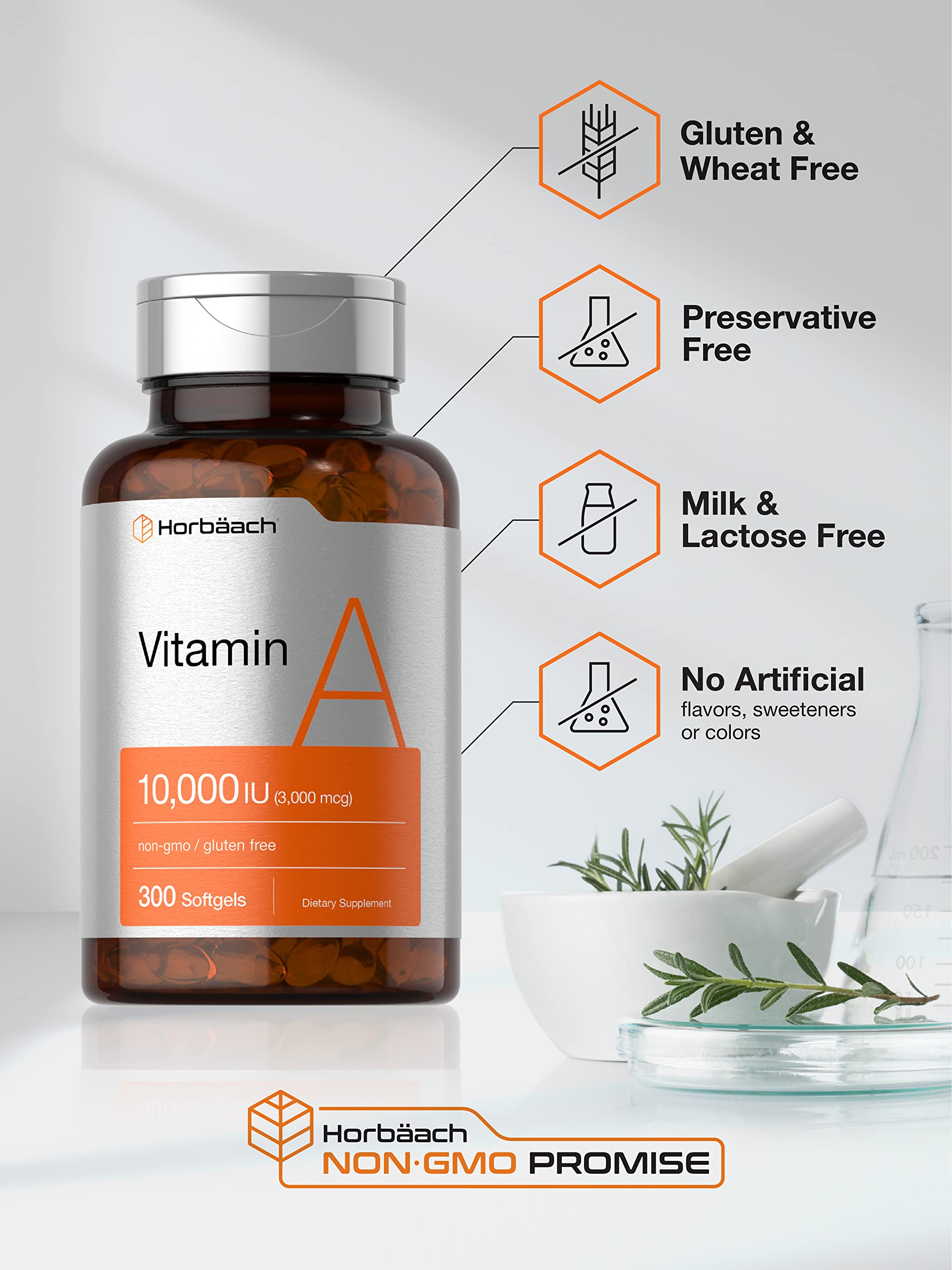 Vitamin A 10000 IU Softgels | 300 Count | Non-GMO, Gluten Free Supplement | by Horbaach Horbäach uk supplements