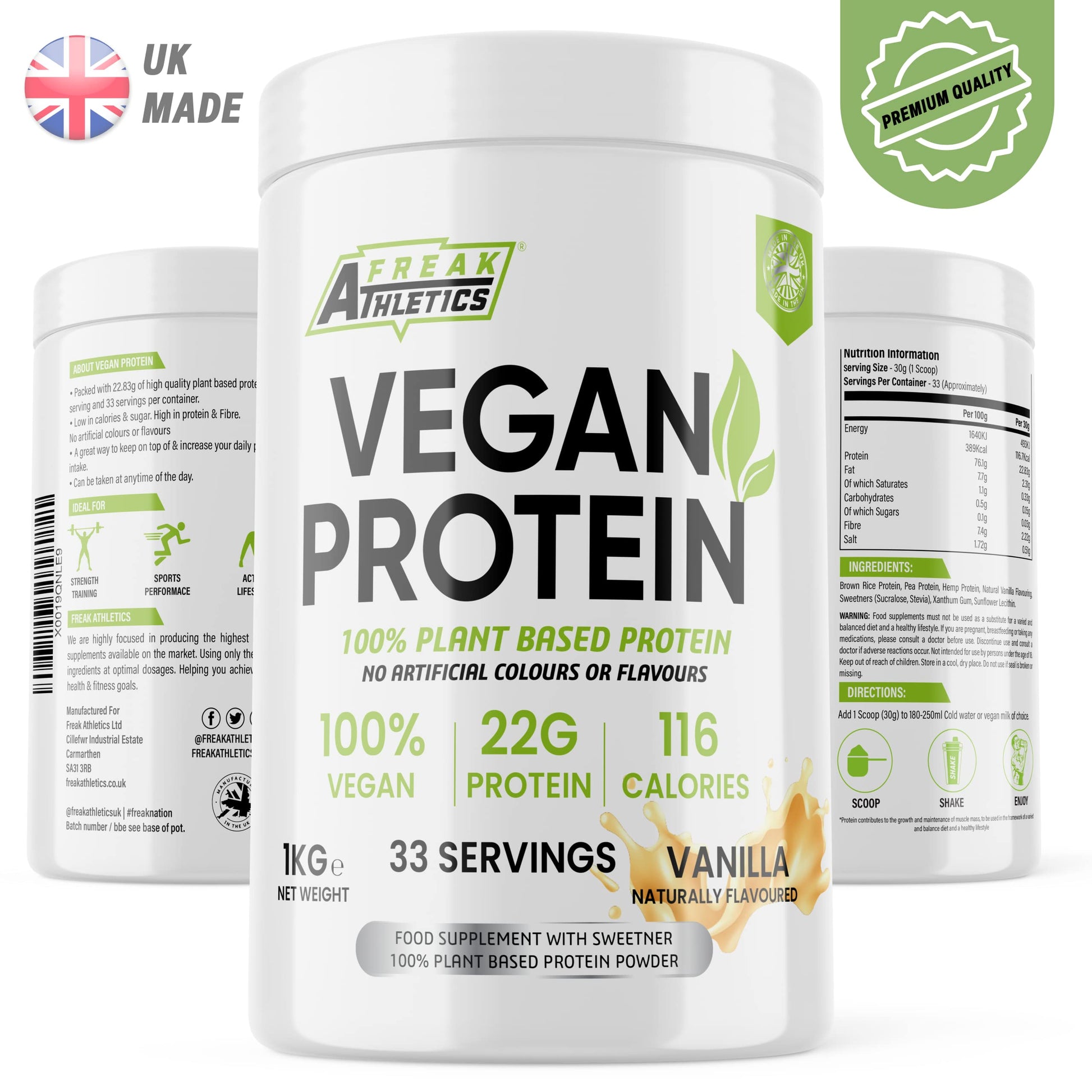 Vegan Protein Powders - Plant Based Vegan Protein Powder 1kg Soy Free Protein Powder Freak Athletics uk supplements