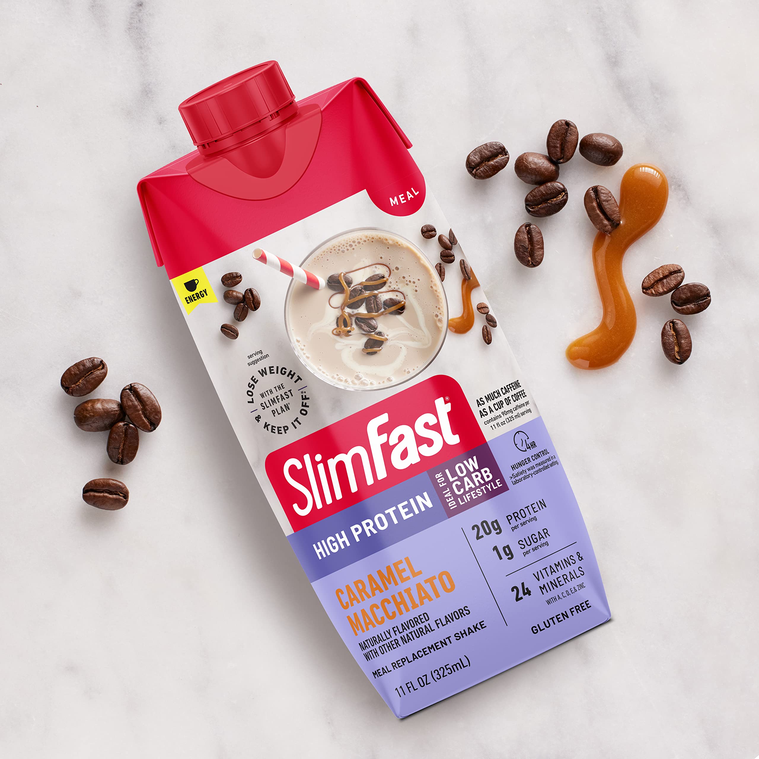 SlimFast Protein Shake with Caffeine, Caramel Macchiato- 20g Protein SlimFast uk supplements