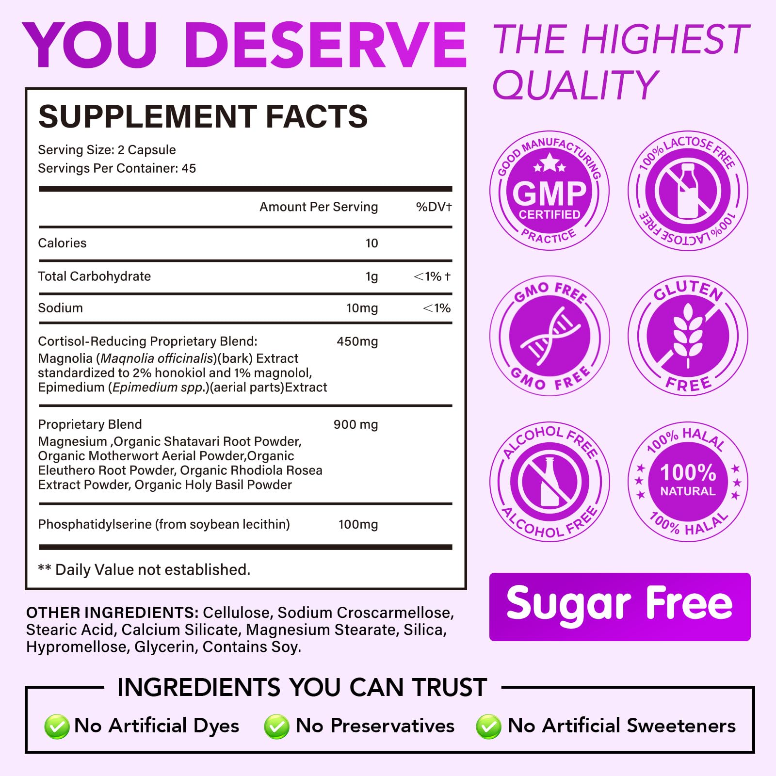 BUCAOAGU Cortisol Supplements for Women - Cortisol Reducer & Stress Support - Magnolia Bark, Rhodiola Rosea, Holy Basil, Magnesuim, Phosphatidylserine - Hormone Balance & Mood, Focus, Sleep Support BUCAOAGU uk supplements