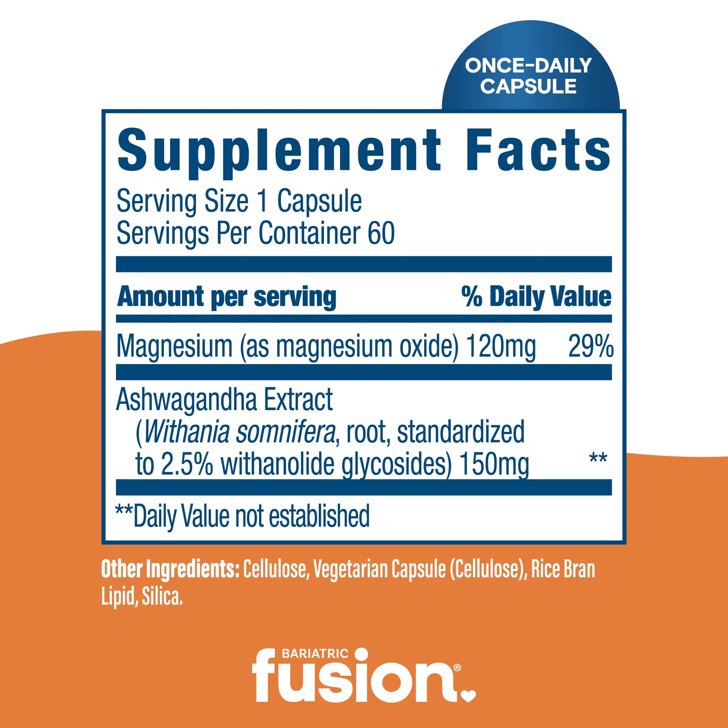 Bariatric Fusion Stress Support* | Vegan Supplement with Magnesium and Ashwagandha | Daily Vitamin for Women and Men | Bariatric Fusion uk supplements