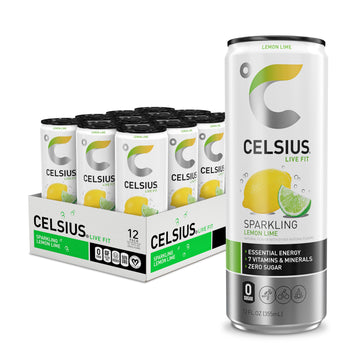 CELSIUS Sparkling Lemon Lime, Functional Essential Energy Drink, 12 Fl Oz (Pack of 12) CELSIUS uk supplements