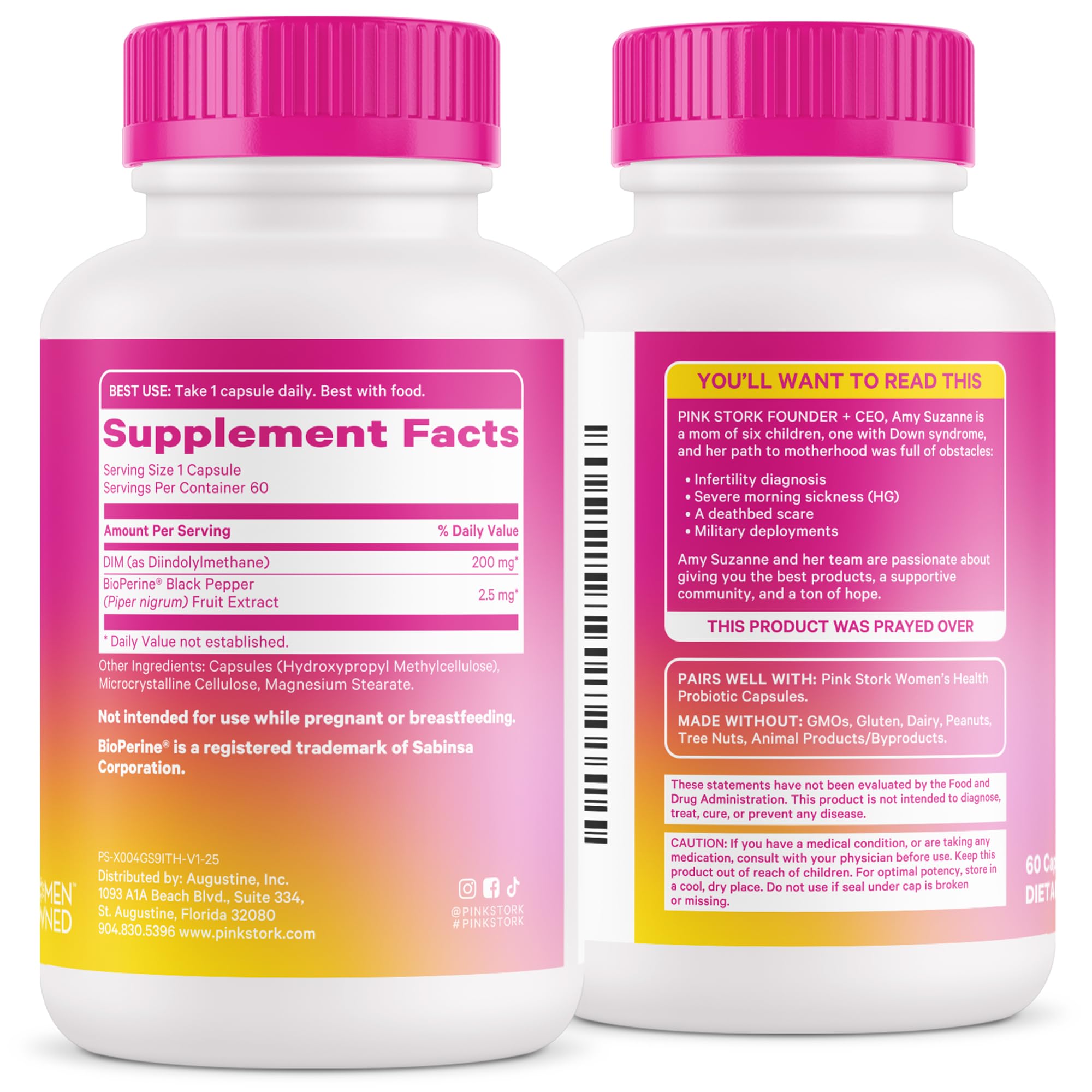 Pink Stork DIM Supplement for Women - Estrogen and Hormone Balance for Menopause, Perimenopause & PMS - DIM 200 mg Plus BioPerine for Mood Support - 60 Day Supply Pink Stork uk supplements