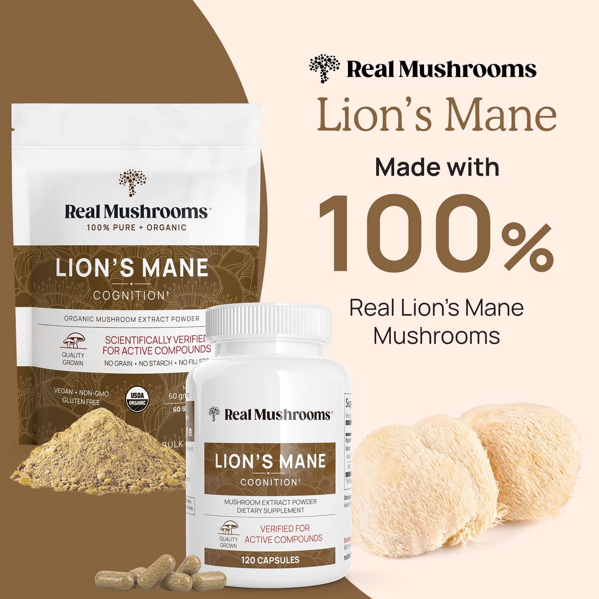 Real Mushrooms Lion’s Mane Capsules - Organic Lions Mane Mushroom Extract Real Mushrooms uk supplements