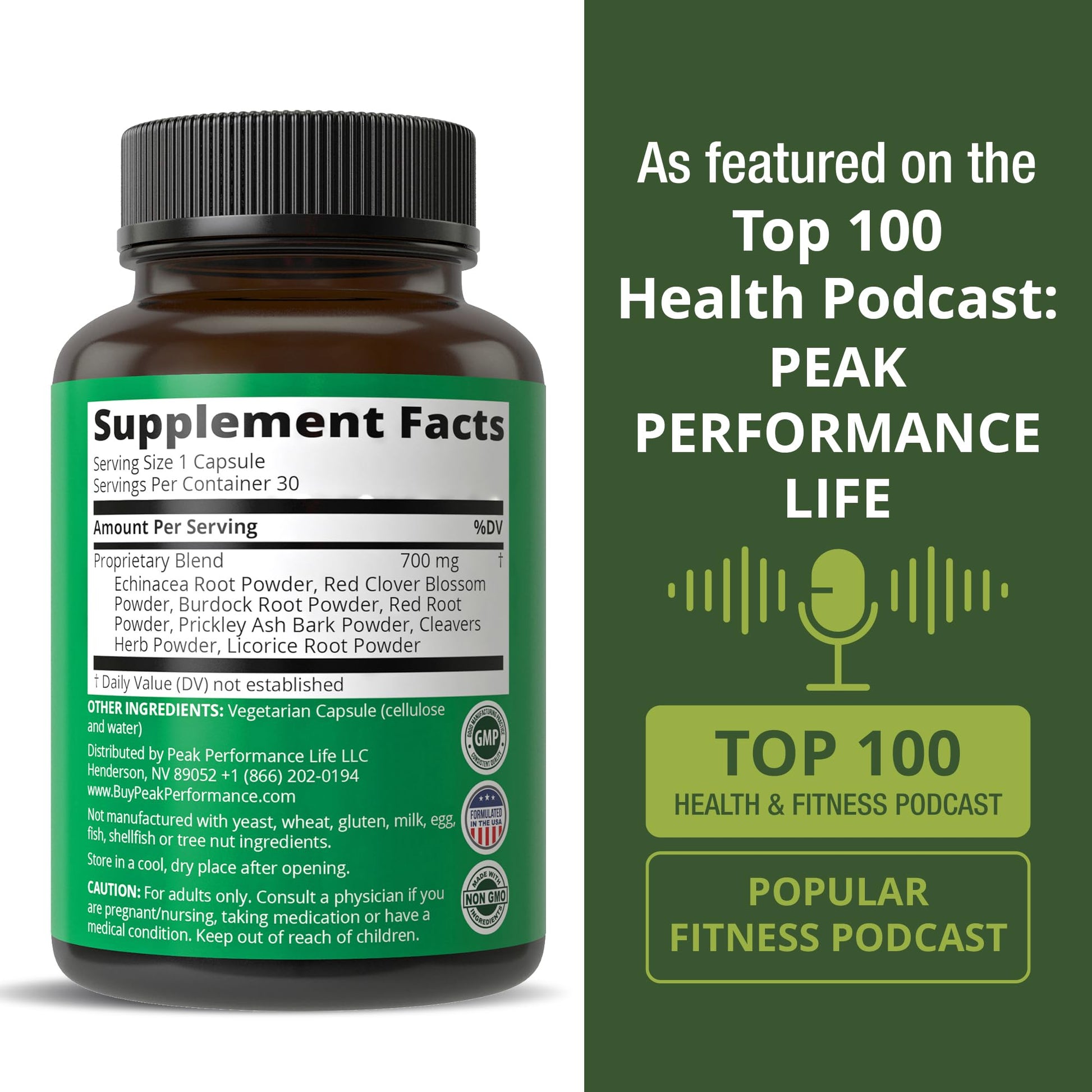 Lymphatic Drainage Supplement. 7-in-1 Lymph System Support Capsules to Detox & Cleanse. with Vegan Ingredients Echinacea Root, Red Clover Blossom, Burdock Root, Red Root, Licorice Root for Women, Men Peak Performance uk supplements