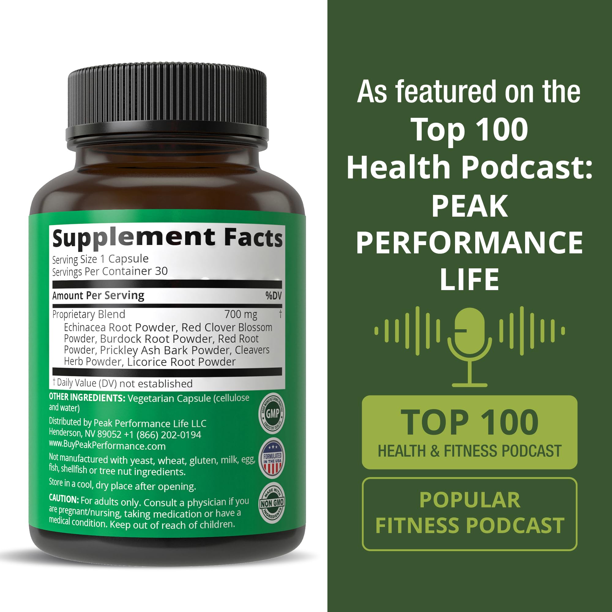 Lymphatic Drainage Supplement. 7-in-1 Lymph System Support Capsules to Detox & Cleanse. with Vegan Ingredients Echinacea Root, Red Clover Blossom, Burdock Root, Red Root, Licorice Root for Women, Men Peak Performance uk supplements