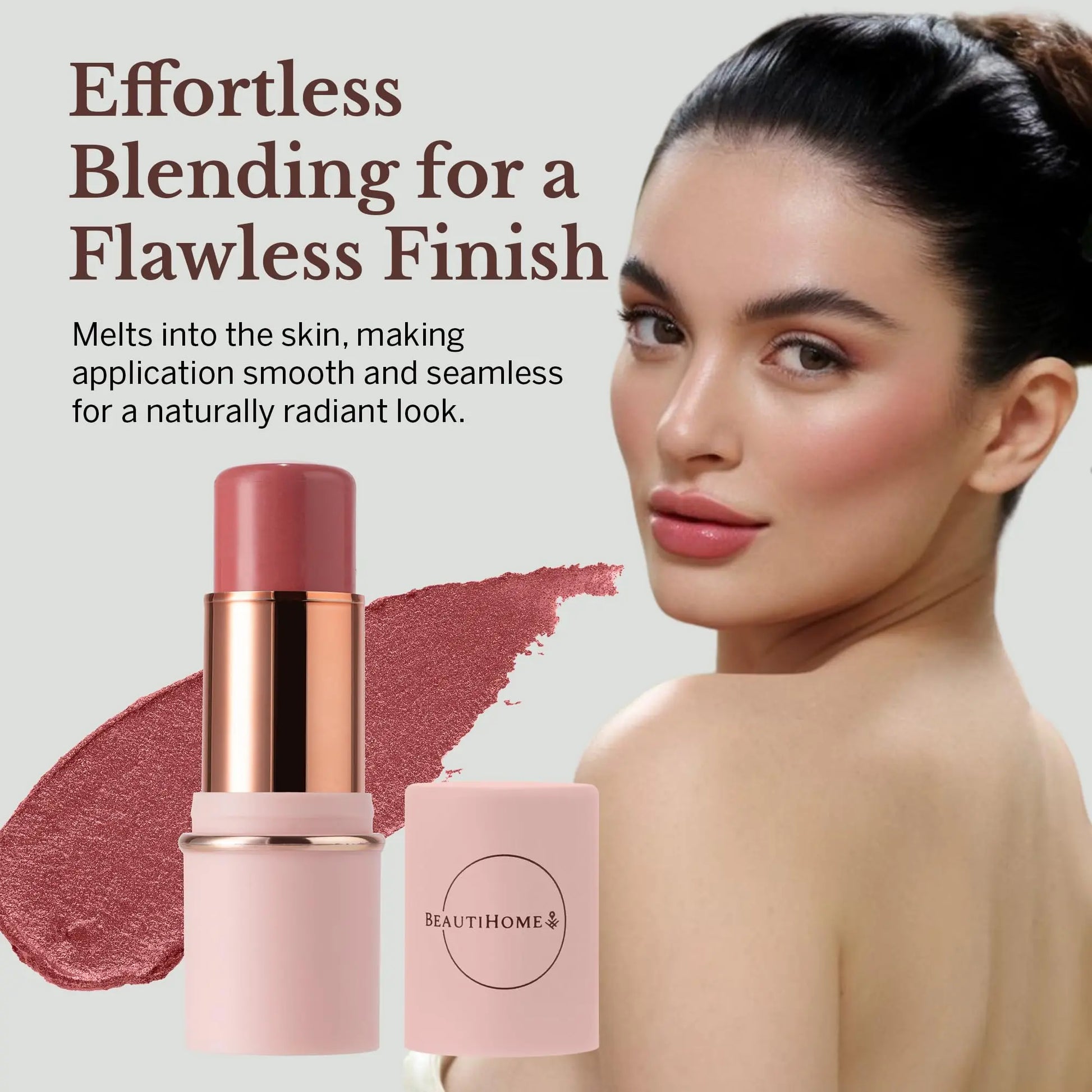 BeautiHome Blush Stick for Cheeks & Lips Multistick Cream Blush- Easy to Apply & Blend- Infused with Nourishing Ingredients for your Skin Compact Travel Size Makeup (Misty Rose, Small) BeautiHome uk supplements
