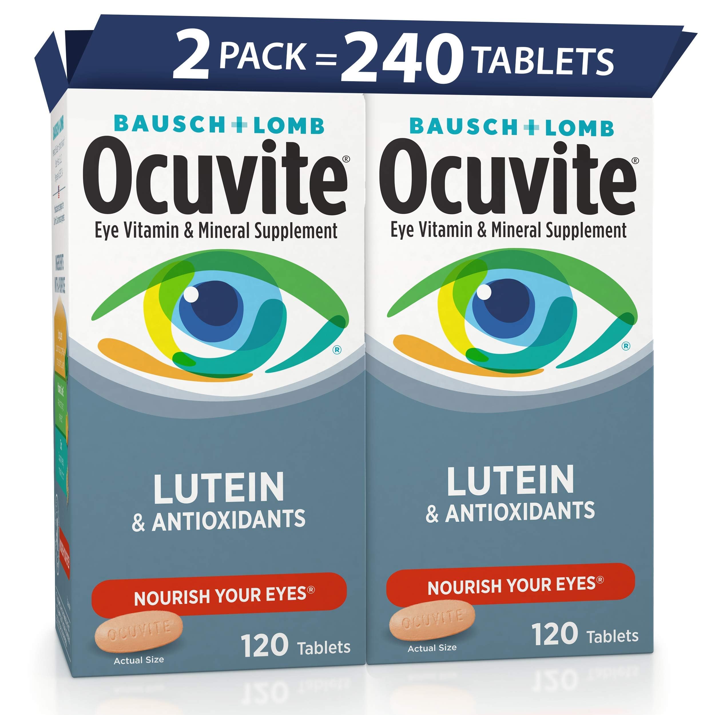 Ocuvite Eye Vitamin & Mineral Supplement, Lutein & Antioxidant Vitamins A, C, E, Zinc for Eye Health, Vitamins for Eyes, 120 Tablets (Pack of 2) Ocuvite uk supplements