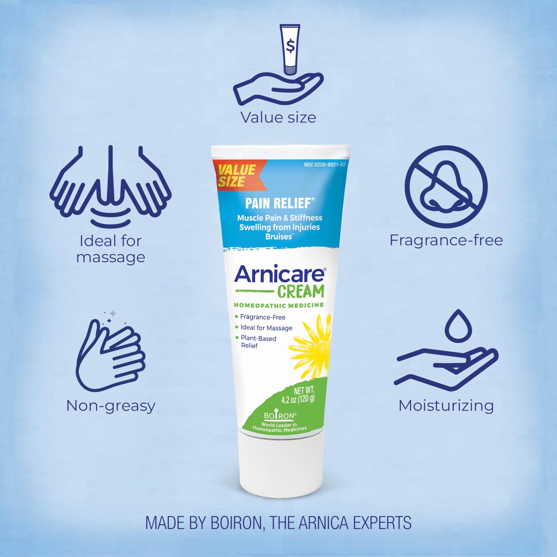 Boiron Arnicare Cream 4.2 oz (Twin Pack) for Joint Pain, Muscle Pain Relief, Swelling, Soreness, Stiffness, and Bruises - Fast Absorbing and Fragrance-Free Arnica Boiron uk supplements