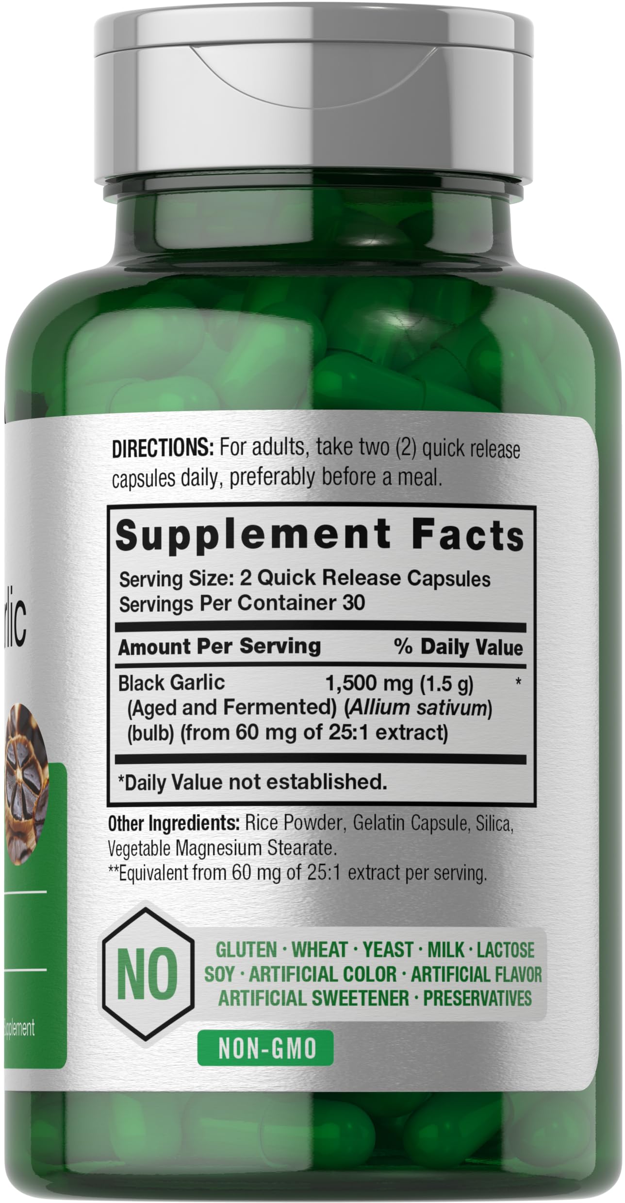 Aged Black Garlic Capsules 1500mg | 60 Count | Fermented Extract Supplement Horbäach uk supplements