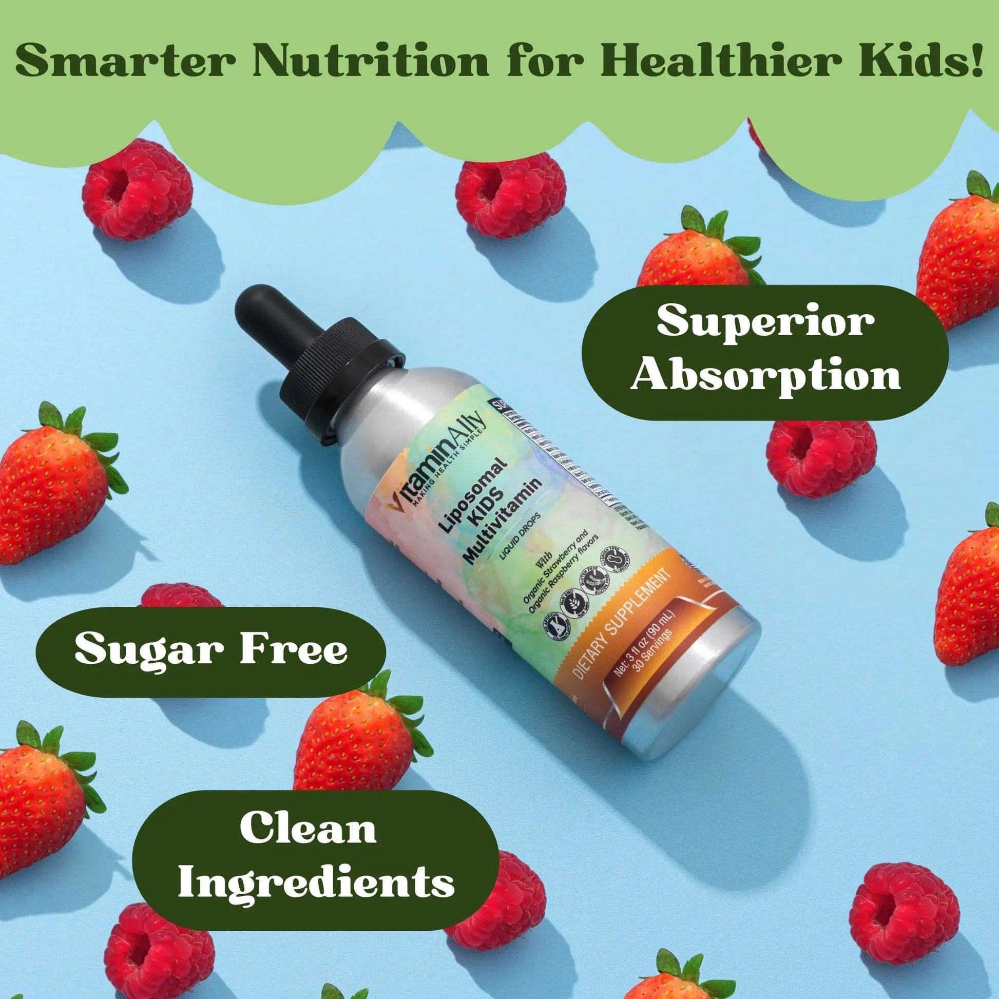 Vitaminally Liposomal Kids Liquid Multivitamin | Non-GMO | Clean | Sugar Free | Gluten Free | Organic Berry Flavors | Vitaminally uk supplements