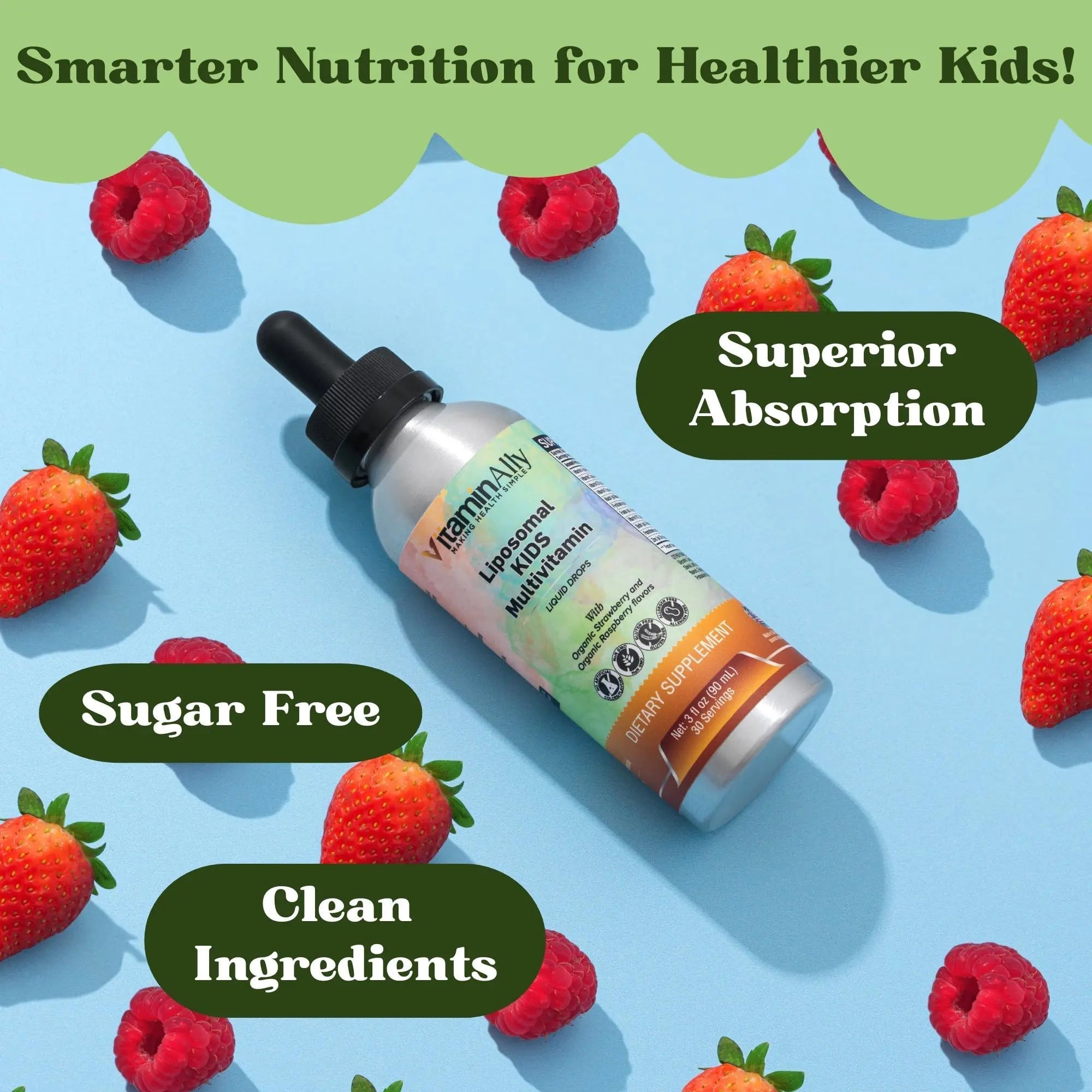 Vitaminally Liposomal Kids Liquid Multivitamin | Non-GMO | Clean | Sugar Free | Gluten Free | Organic Berry Flavors | Vitaminally uk supplements