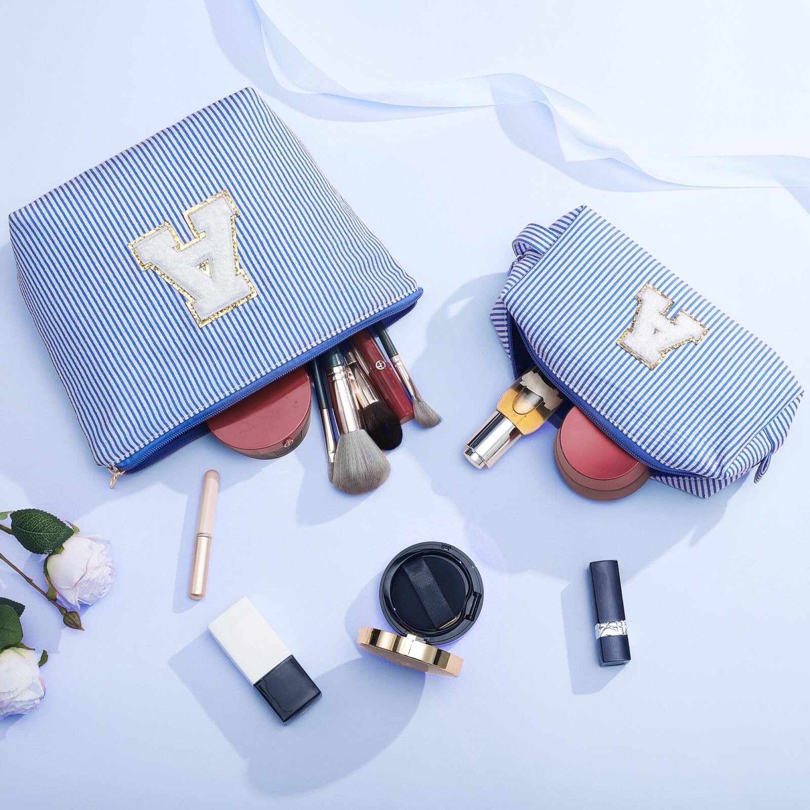 YOOLIFE Birthday Gifts for Teen Girls Kids Initial Makeup Bag | Teen Girl Gift Trendy Stuff | Travel Makeup Bag Toiletry Bags | Gifts for 3 4 5 6 7 8 9 10 11 12 13 Year Old Girl Blue K YOOLIFE uk supplements