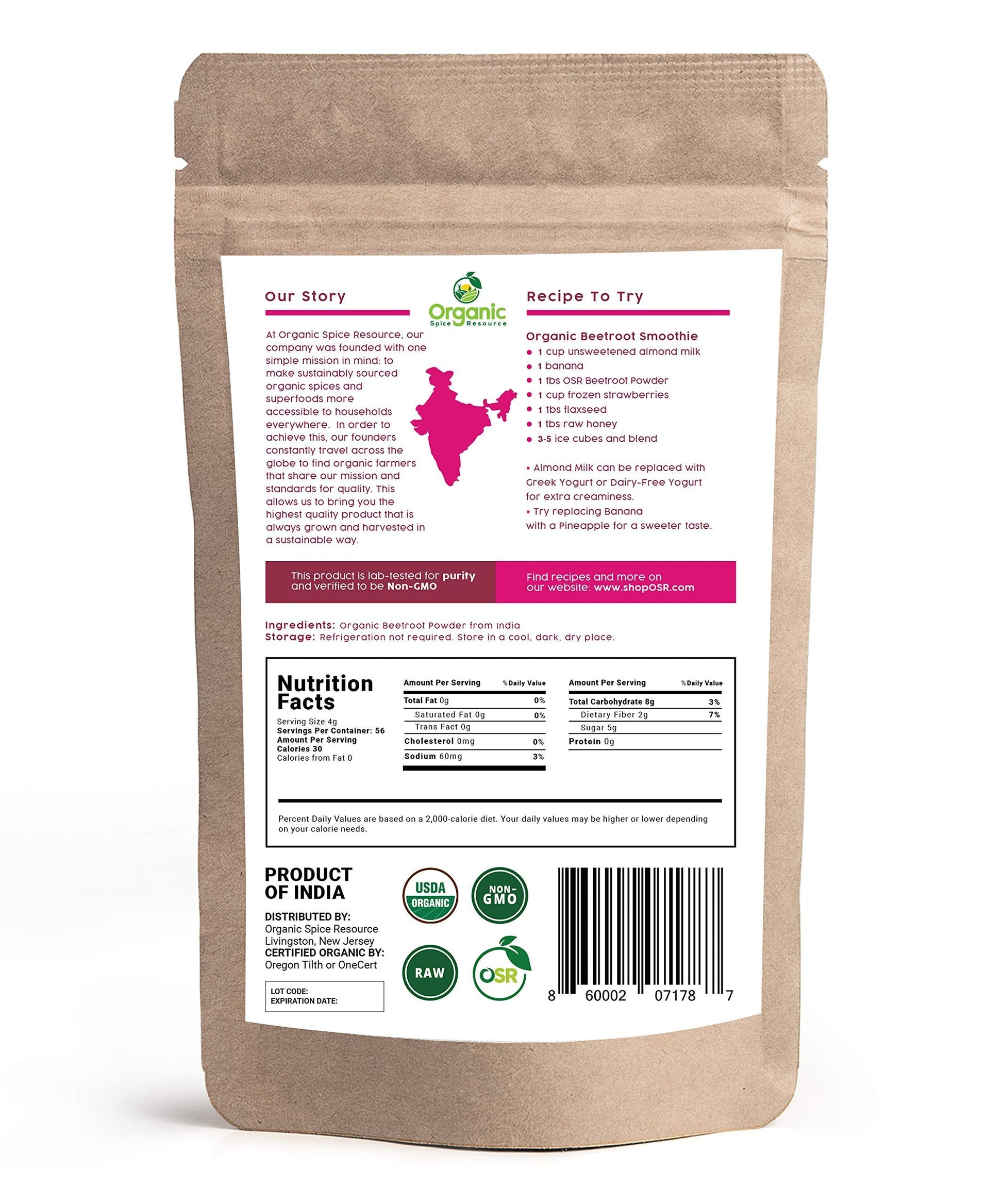Organic Beet Root Powder | 8 oz or 226g | USDA Organic Approved, Raw and Non GMO Organic Spice Resource uk supplements