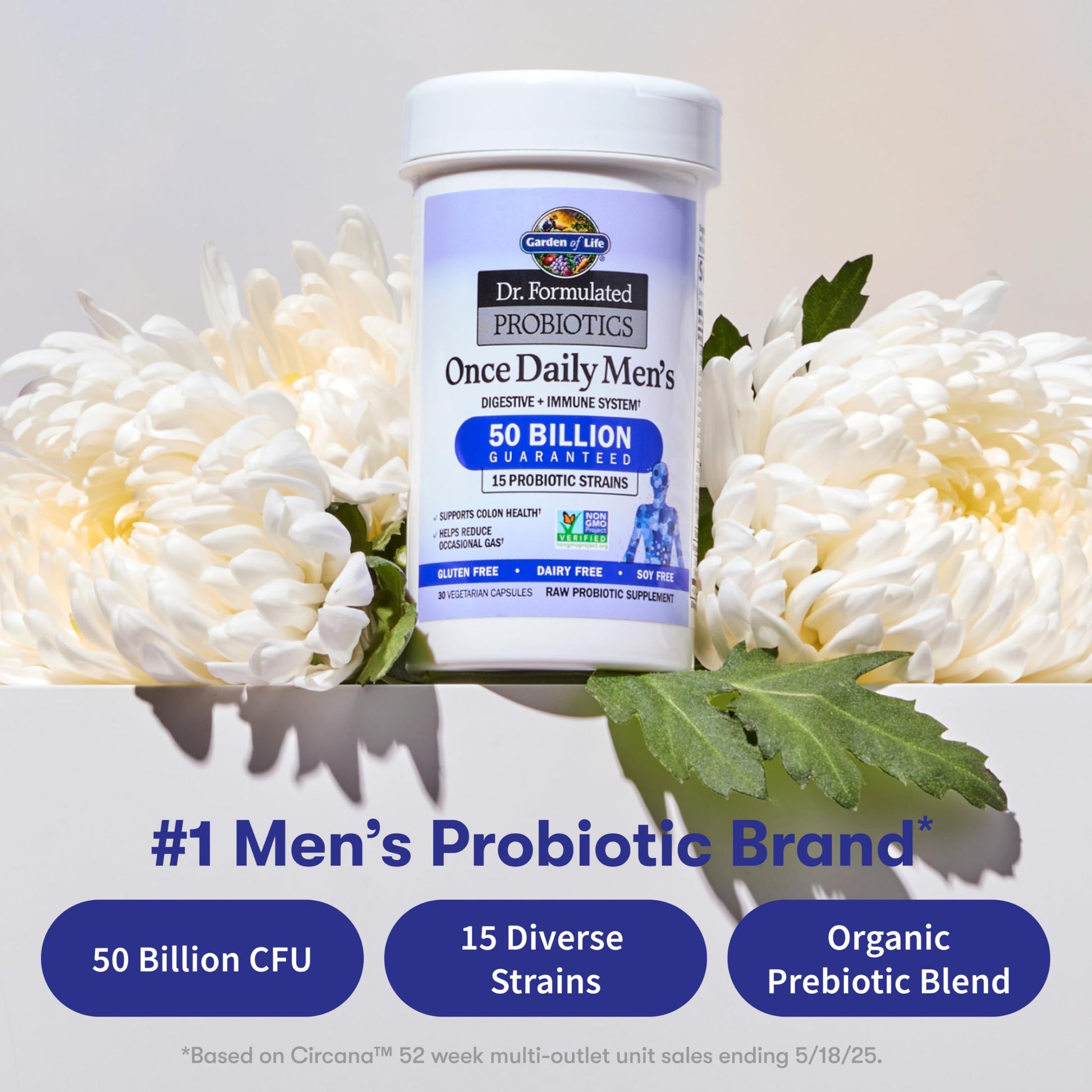 Garden of Life Probiotics for Men, Dr Formulated 50 Billion CFU 15 Probiotics for Digestive Health + Organic Prebiotic Fiber, Colon & Immune Support, Daily Gas Relief, Shelf Stable, 30 Capsules Garden of Life uk supplements