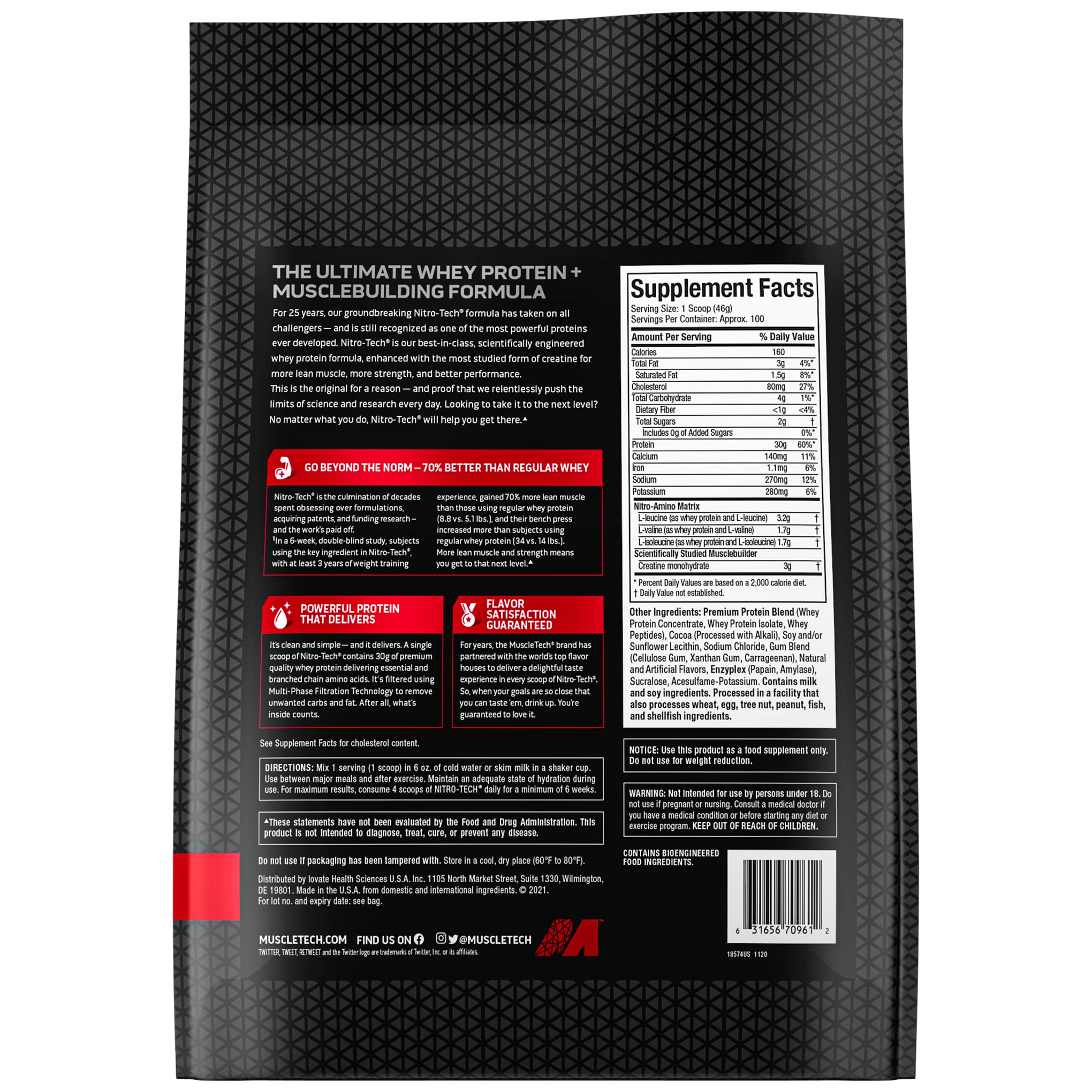 Muscletech Whey Protein Powder (Milk Chocolate, 10 Pound) - Nitro-Tech Muscle Building MuscleTech uk supplements