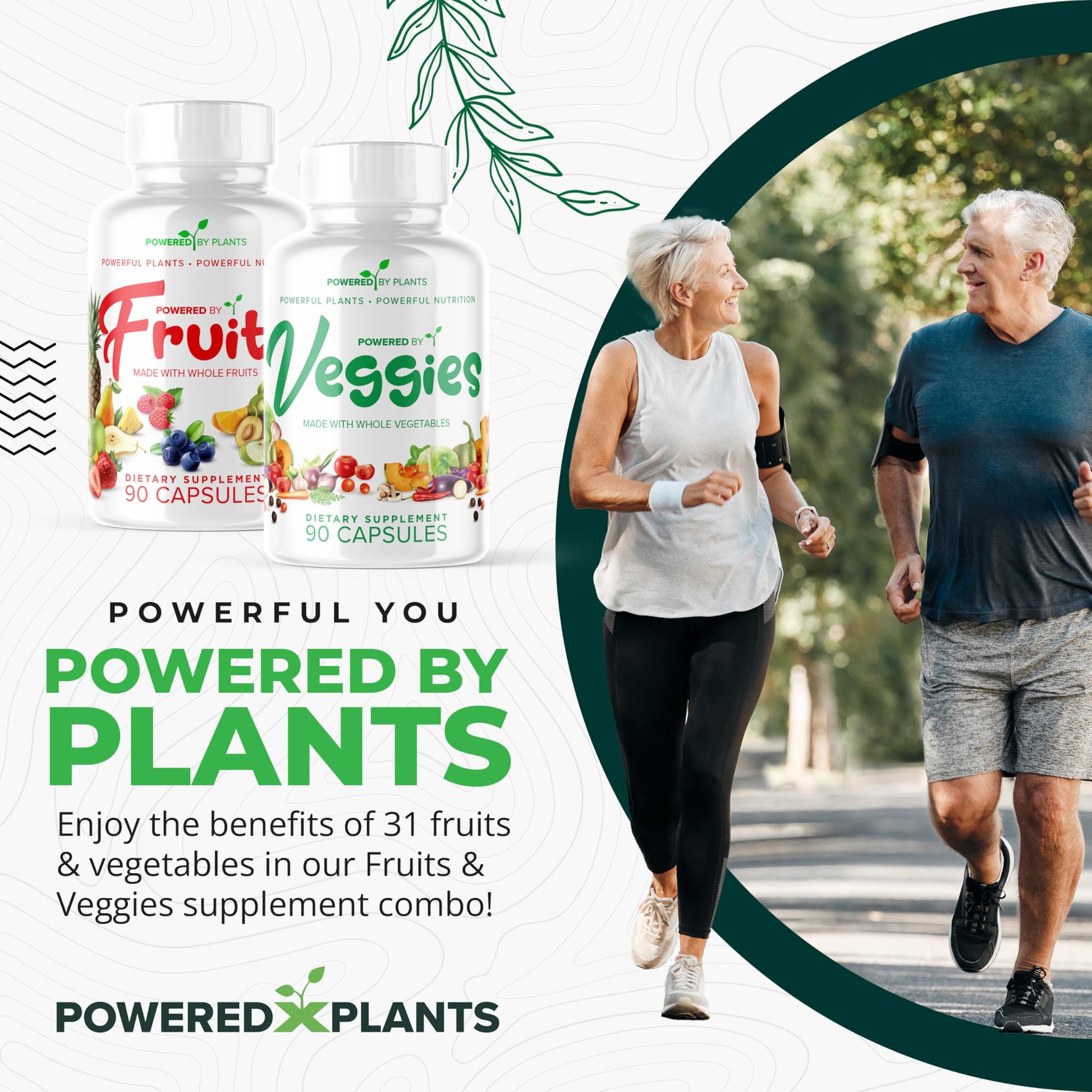Daily Fruits and Veggies Supplement - 180 Capsules for 30 Days, Non GMO & Gluten Free Superfood with Natural Vitamins - Powered by Plants, 2-Pack POWERED X PLANTS uk supplements