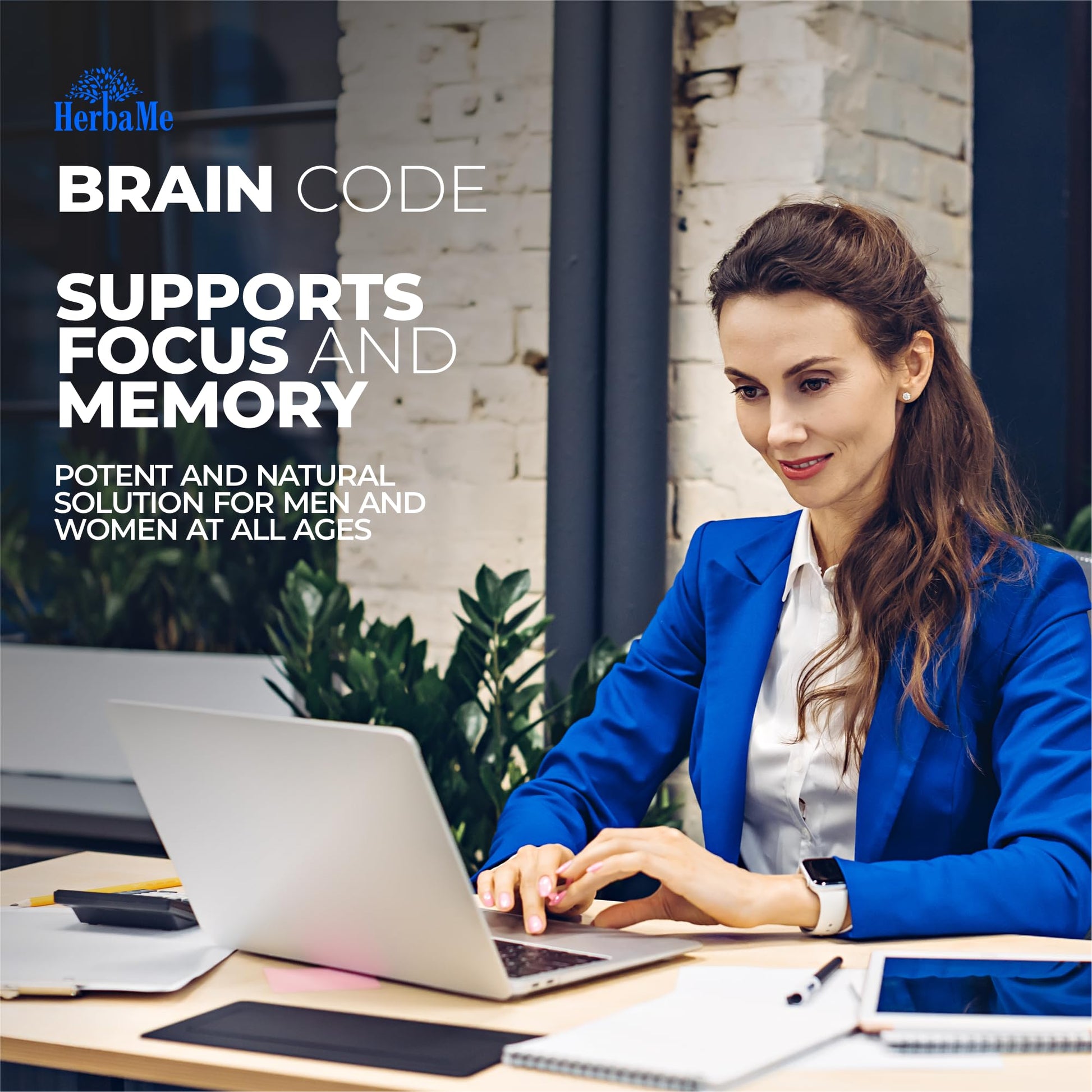 HerbaMe Brain Code Nootropic Brain Supplement for Memory and Focus | Supports Cognitive Health & Mental Clarity, Enhance Concentration | 90 Capsules HerbaMe uk supplements