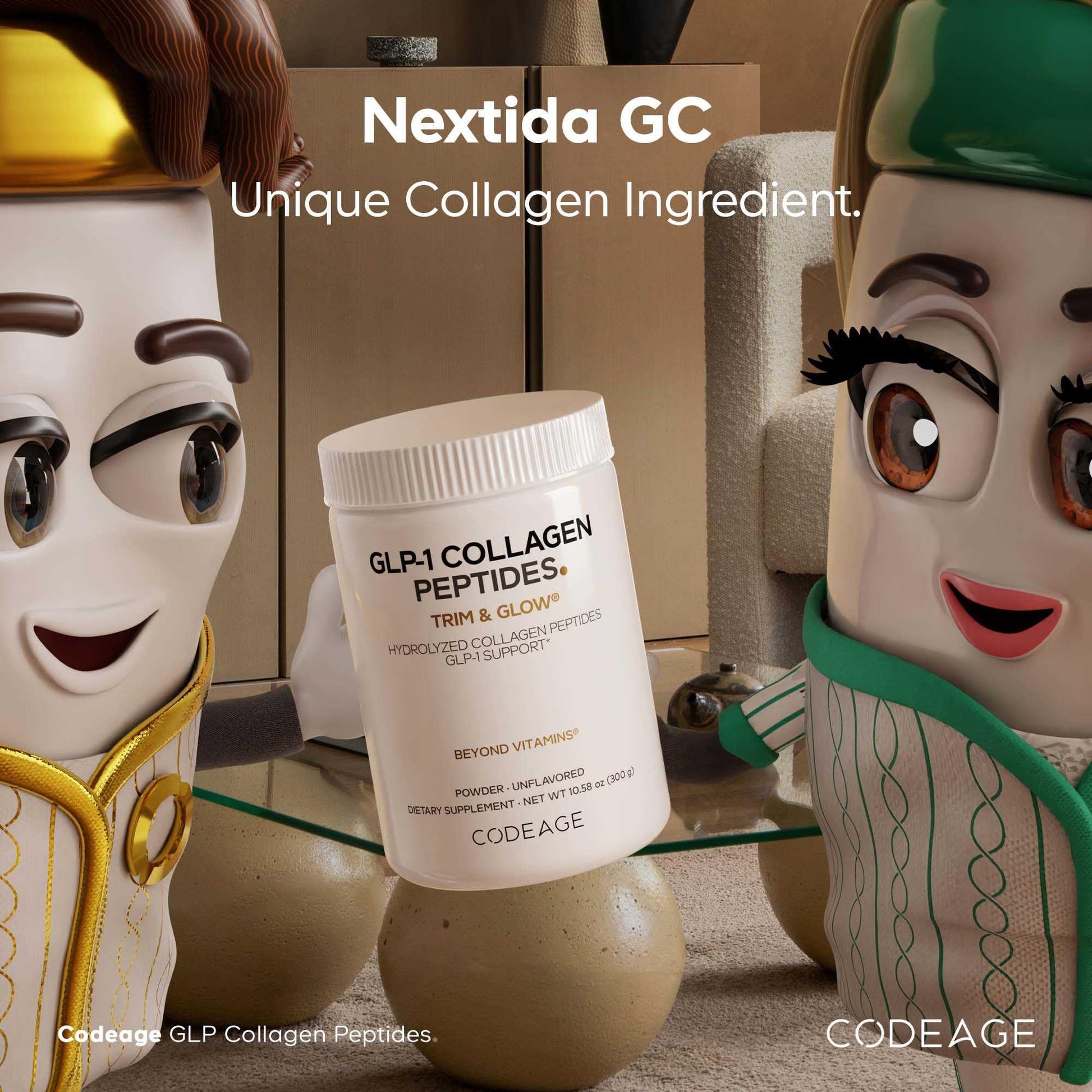 Codeage GLP-1 Collagen Powder Supplement - Nextida GC Collagen Peptides - GLP 1 Support - Hydrolyzed, Grass-Fed, Type I & III, Unflavored - Non-GMO, Gluten-Free, Dairy-Free - 10.58 Oz Codeage uk supplements