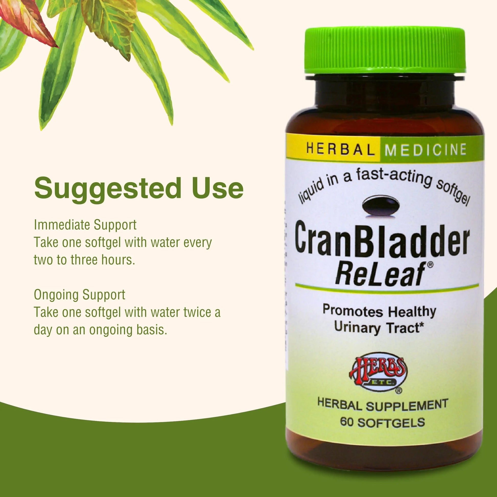 Herbs Etc. CranBladder ReLeaf Softgels - Bladder Health Support - Natural Supplement Formula to Aid Urinary Health & Comfort - Optimal Urinary Support with Cranberry - 60 Softgels (60 Servings) Herbs Etc. uk supplements