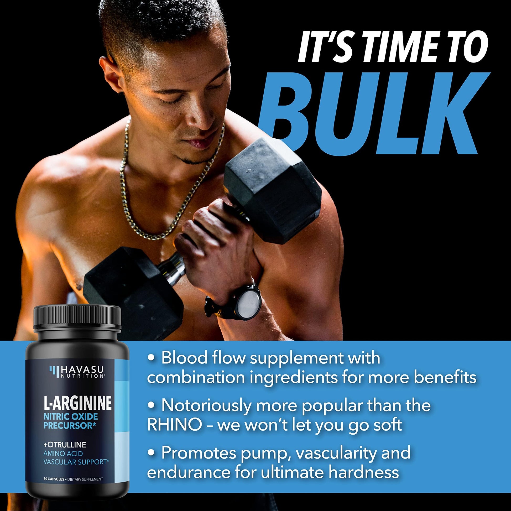 Extra Strength L Arginine - 1200mg Nitric Oxide Supplement for Muscle HAVASU NUTRITION uk supplements
