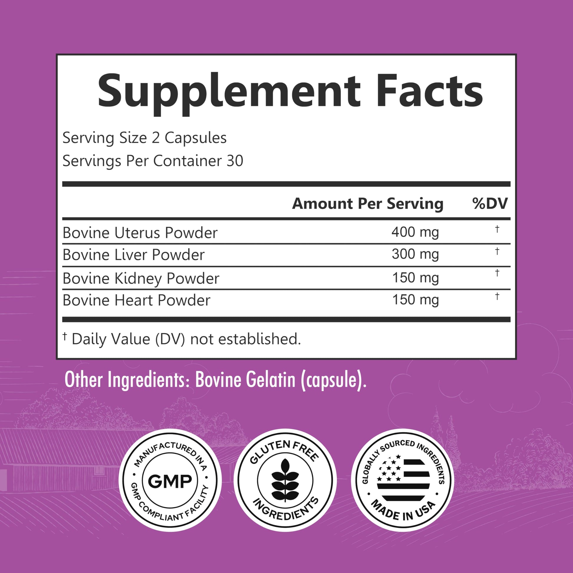 BioSchwartz Primal Beef Organ Supplement for Women - 60 Capsules - Grass-Fed & Pasture-Raised - Supports Healthy Hair Skin and Nails, Hormone Balance - with Bovine Liver, Kidney, Heart, Uterus Powder BioSchwartz uk supplements