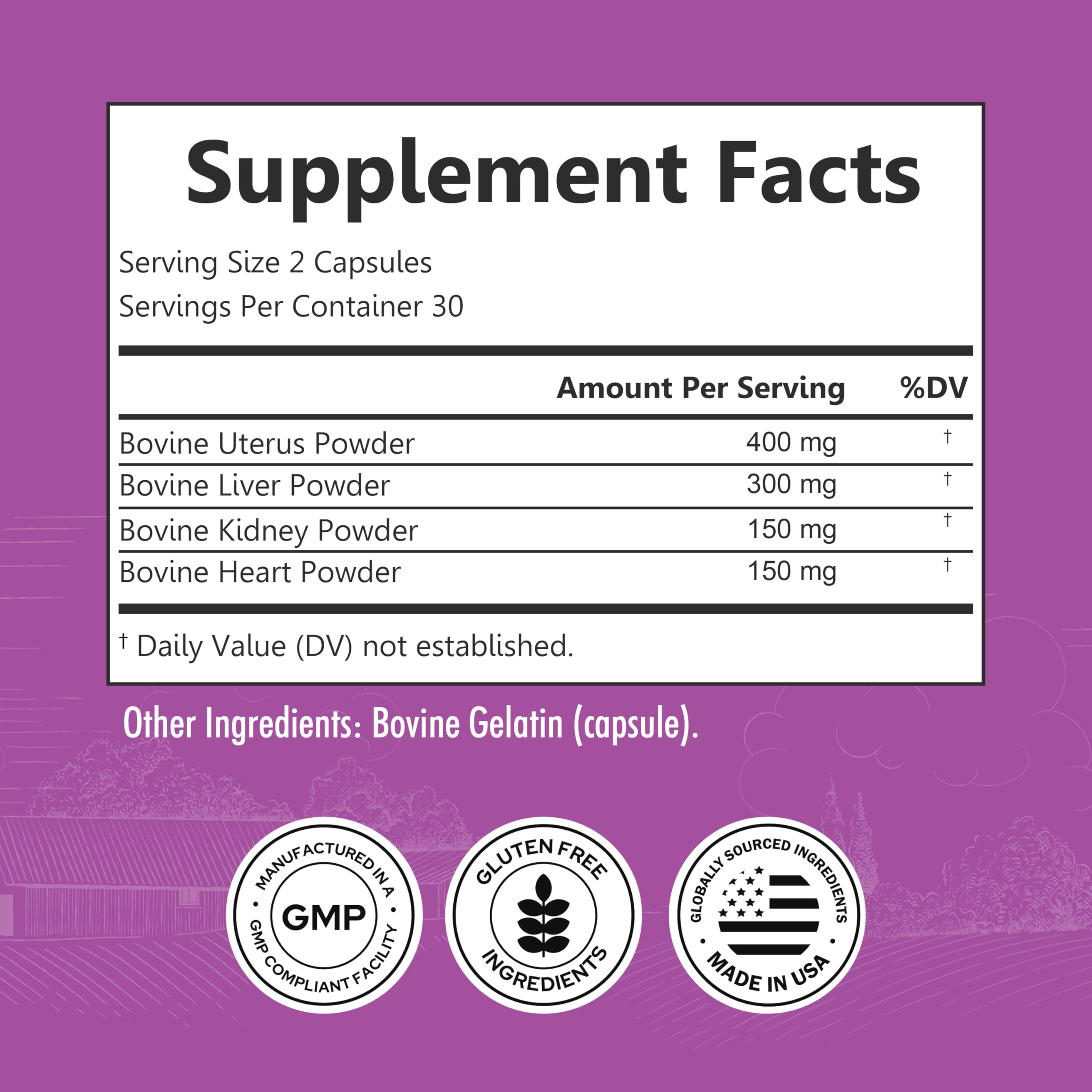 BioSchwartz Primal Beef Organ Supplement for Women - 60 Capsules - Grass-Fed & Pasture-Raised - Supports Healthy Hair Skin and Nails, Hormone Balance - with Bovine Liver, Kidney, Heart, Uterus Powder BioSchwartz uk supplements